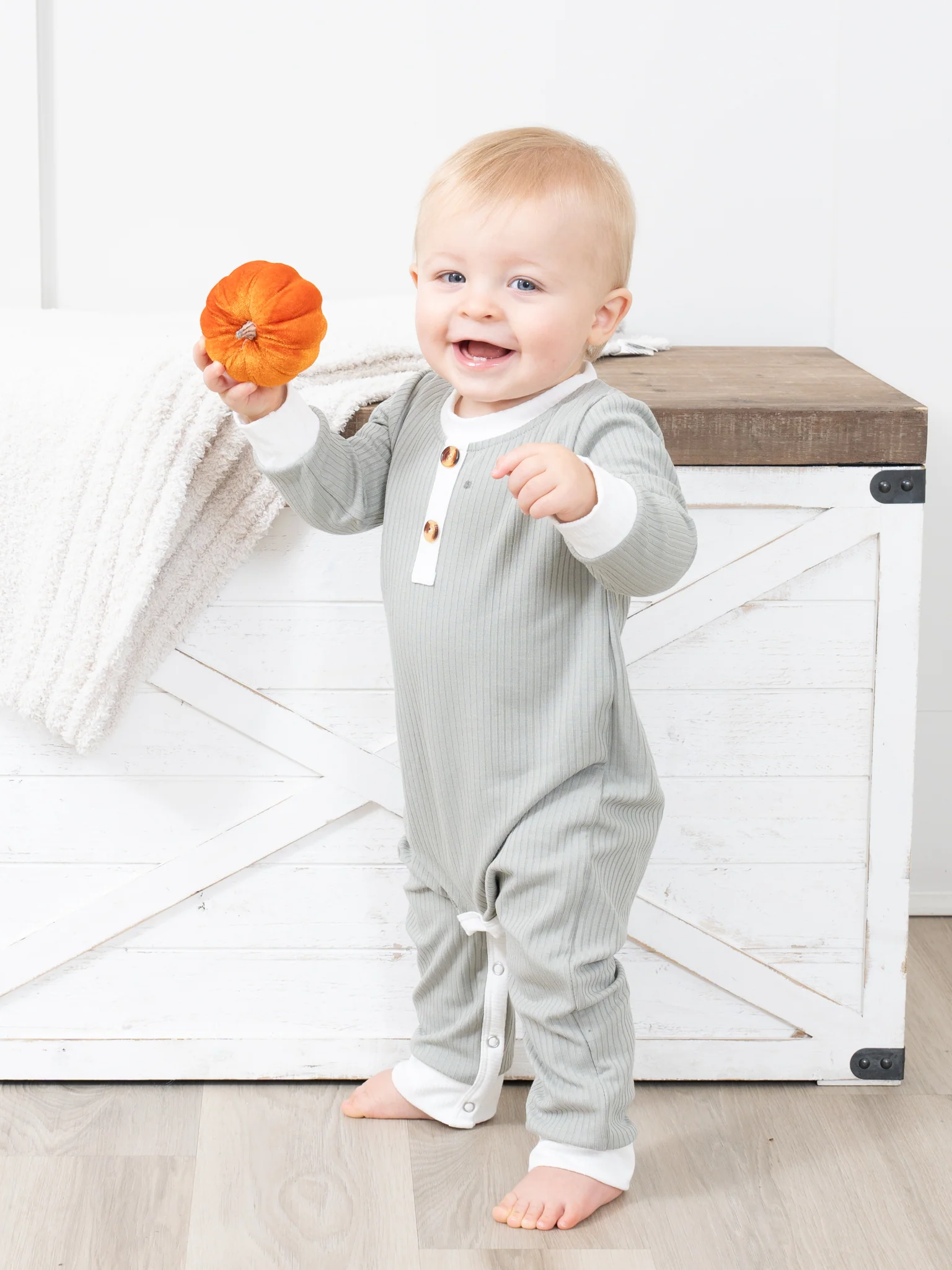 Long Sleeve Fall Ribbed Romper - Image 7