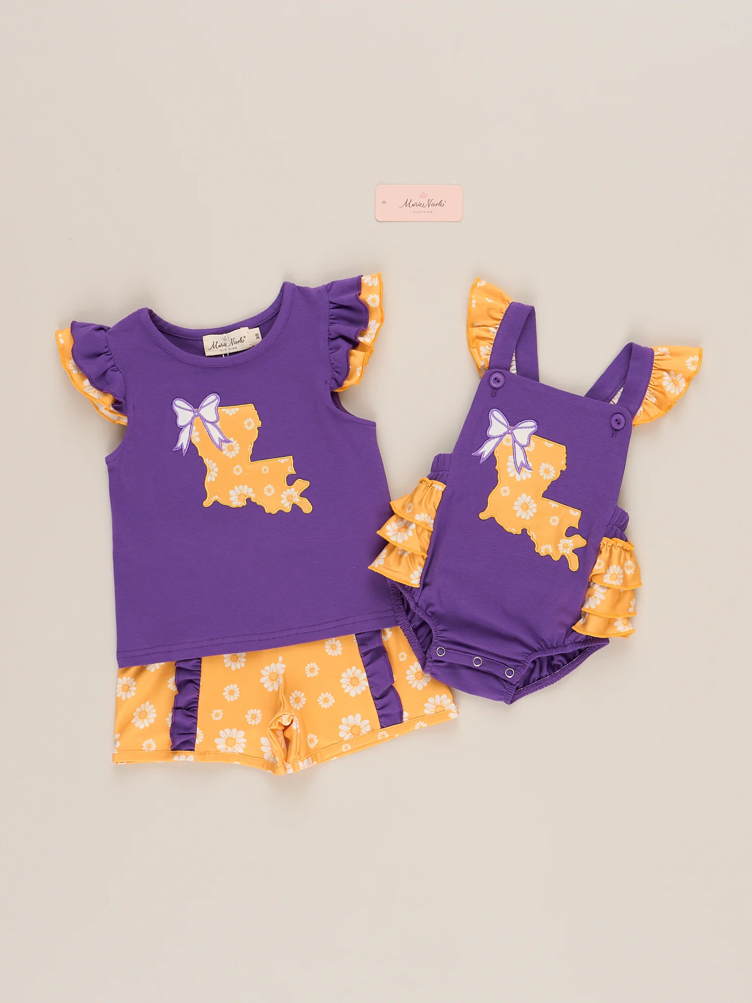 Louisiana Embroidered Floral Ruffle Bubble Romper - Image 3