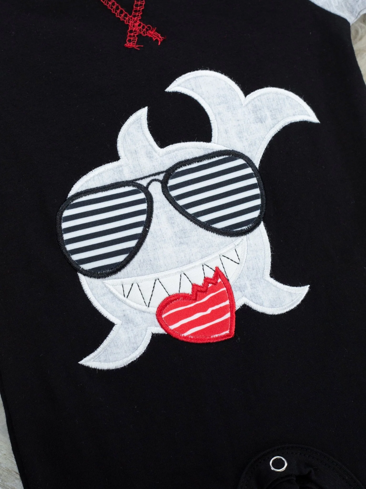 Love Bite Shark Raglan Romper - Image 3