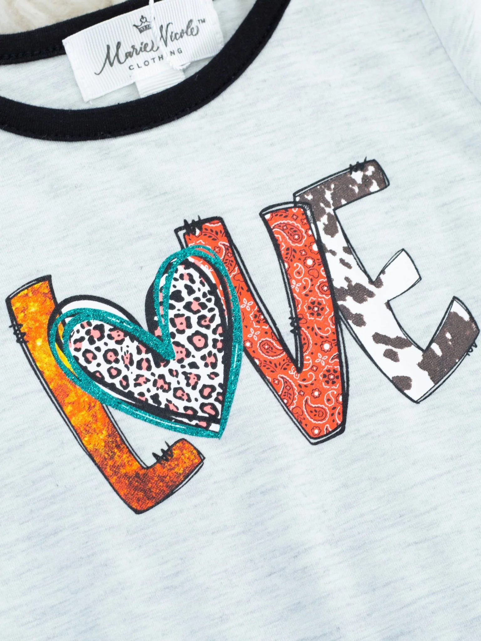 "LOVE" Cow Print Ruffle Romper - Image 3
