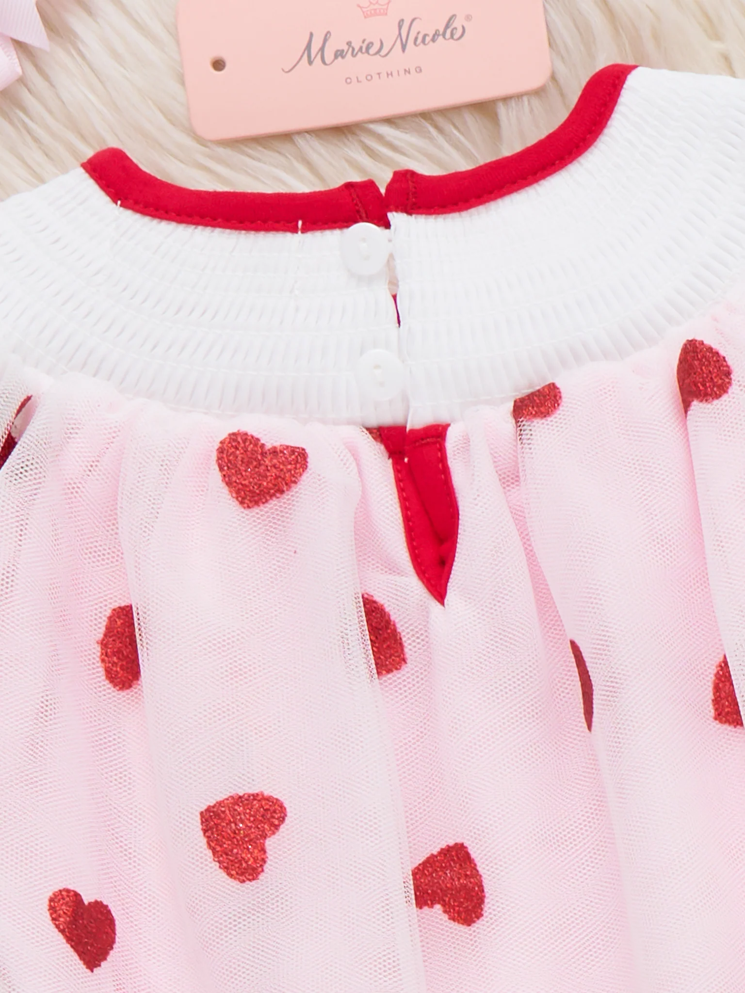 Love Letters Puff Sleeve Smocked Tulle Bubble Romper - Image 3