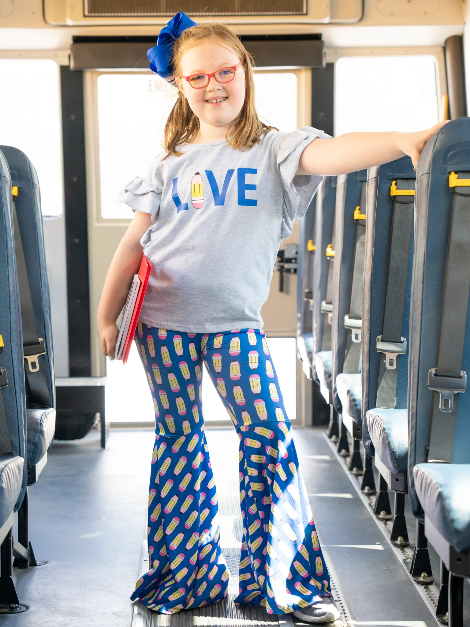 "LOVE" Pencil Ruffle Bell Bottom Outfit - Image 4