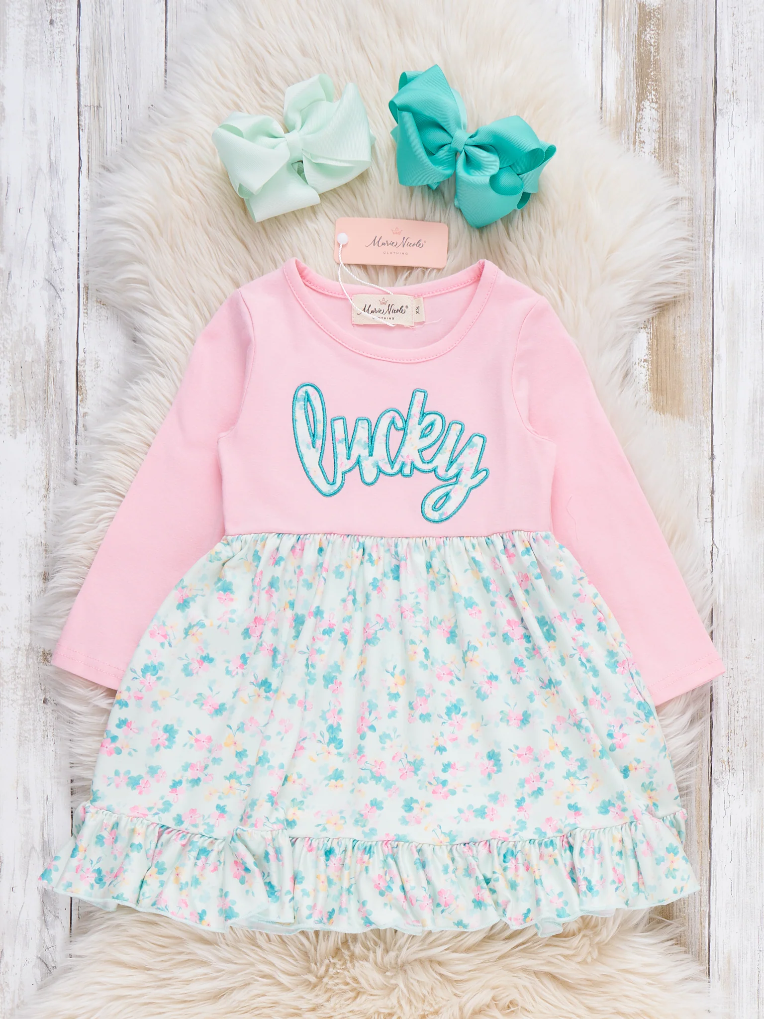 Lucky Blooms Embroidered Ruffle Dress