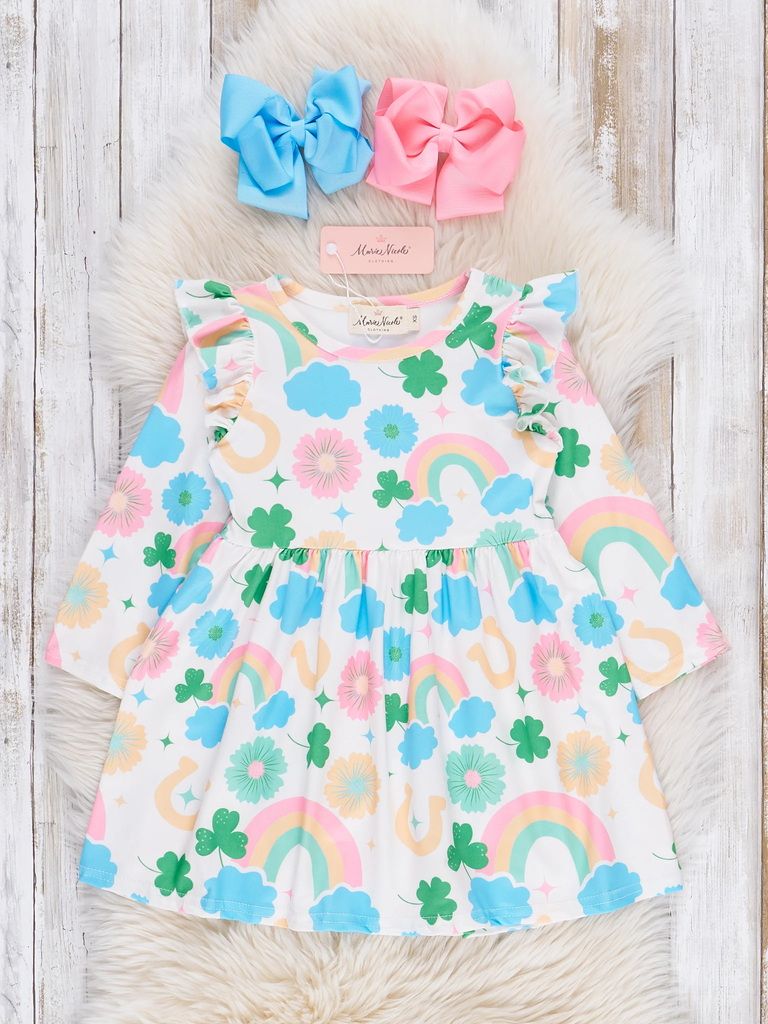 Lucky Charm Rainbows Ruffle Dress - Image 2