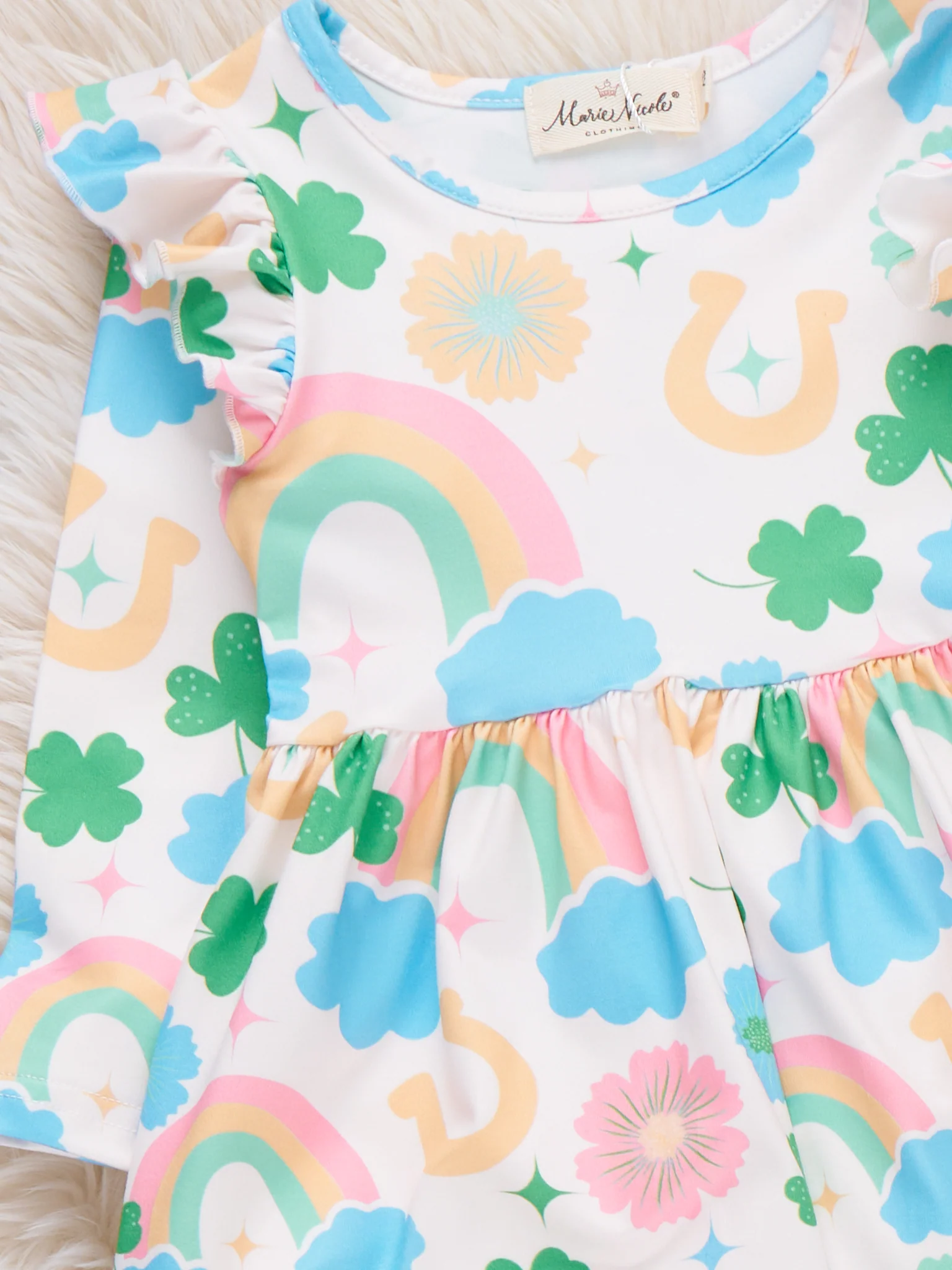 Lucky Charm Rainbows Ruffle Dress - Image 3