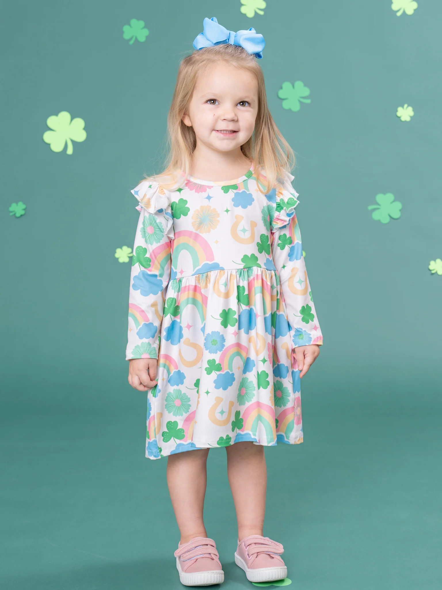 Lucky Charm Rainbows Ruffle Dress - Image 4
