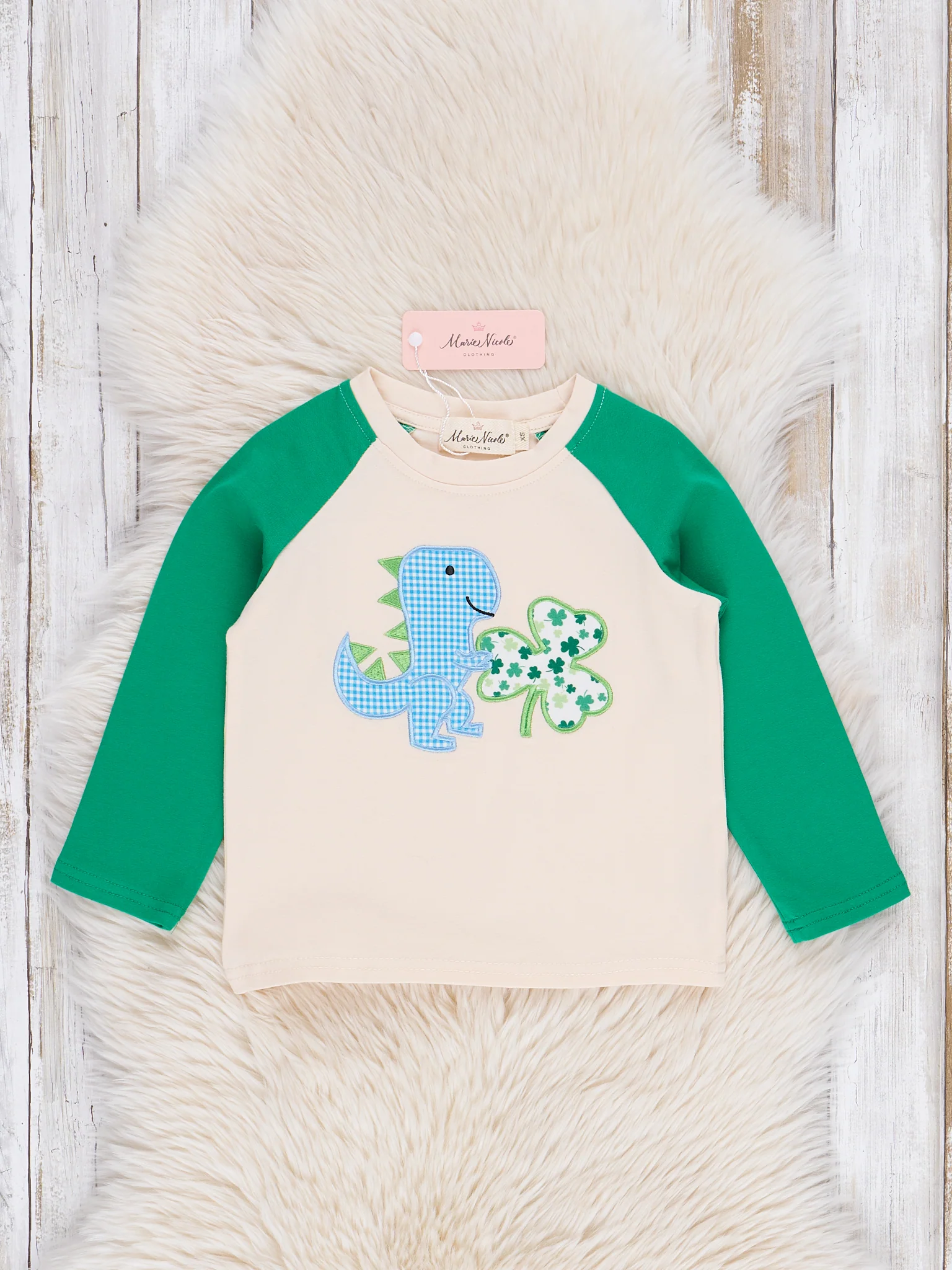 Lucky Embroidered Dino Raglan Shirt - Image 2