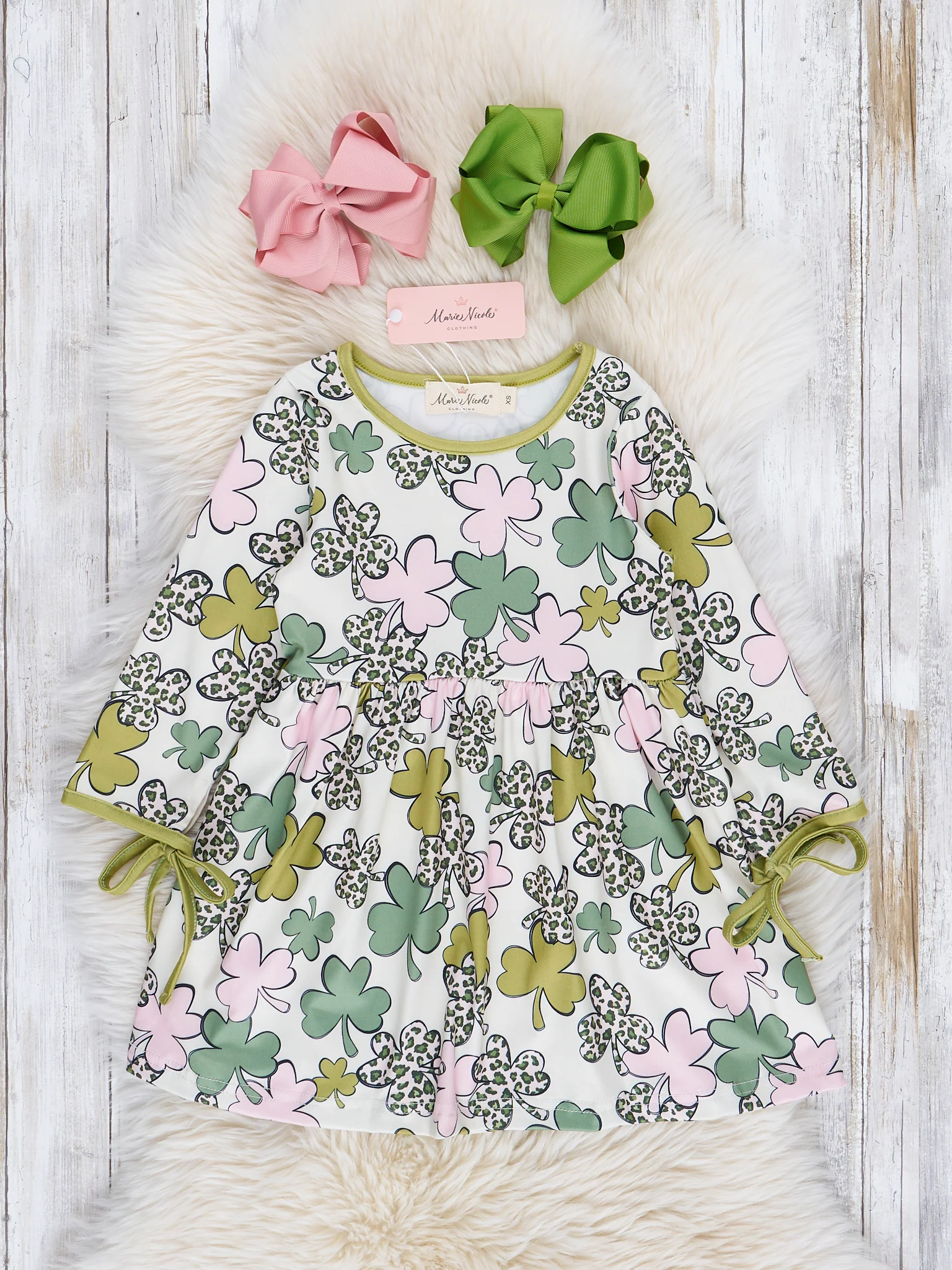 Lucky Pink & Green Clovers Dress