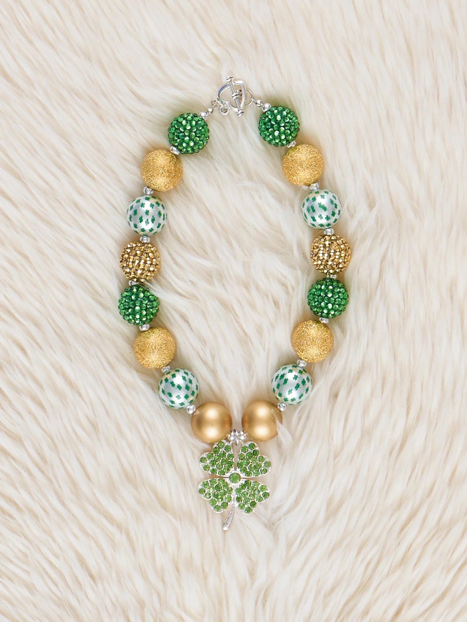 Lucky Shamrock Charm Bubblegum Necklace