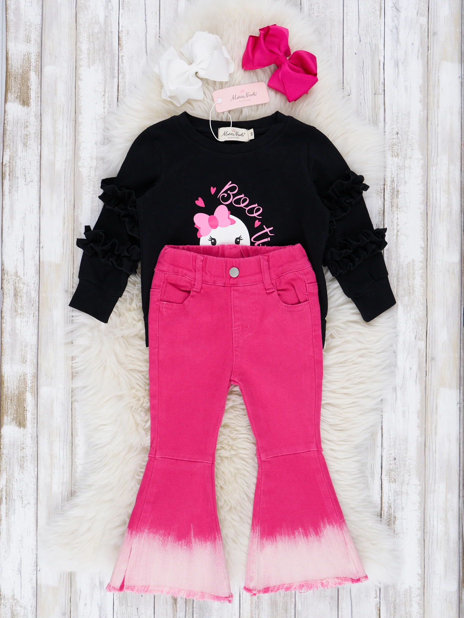 Magenta "Boo-tiful" Ghost Bell Bottom Outfit - Image 2
