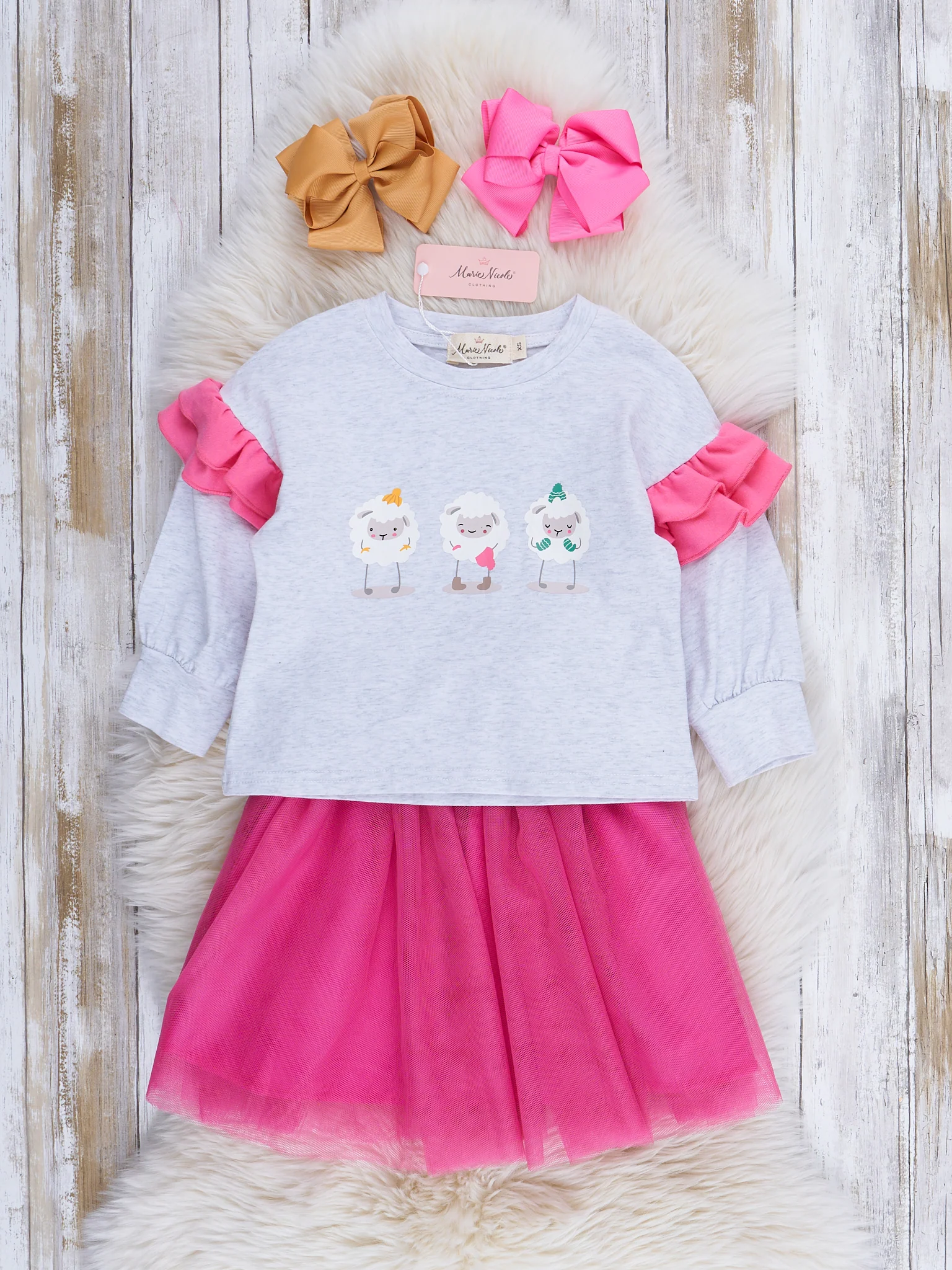 Magenta Ruffles Christmas Sheep Outfit