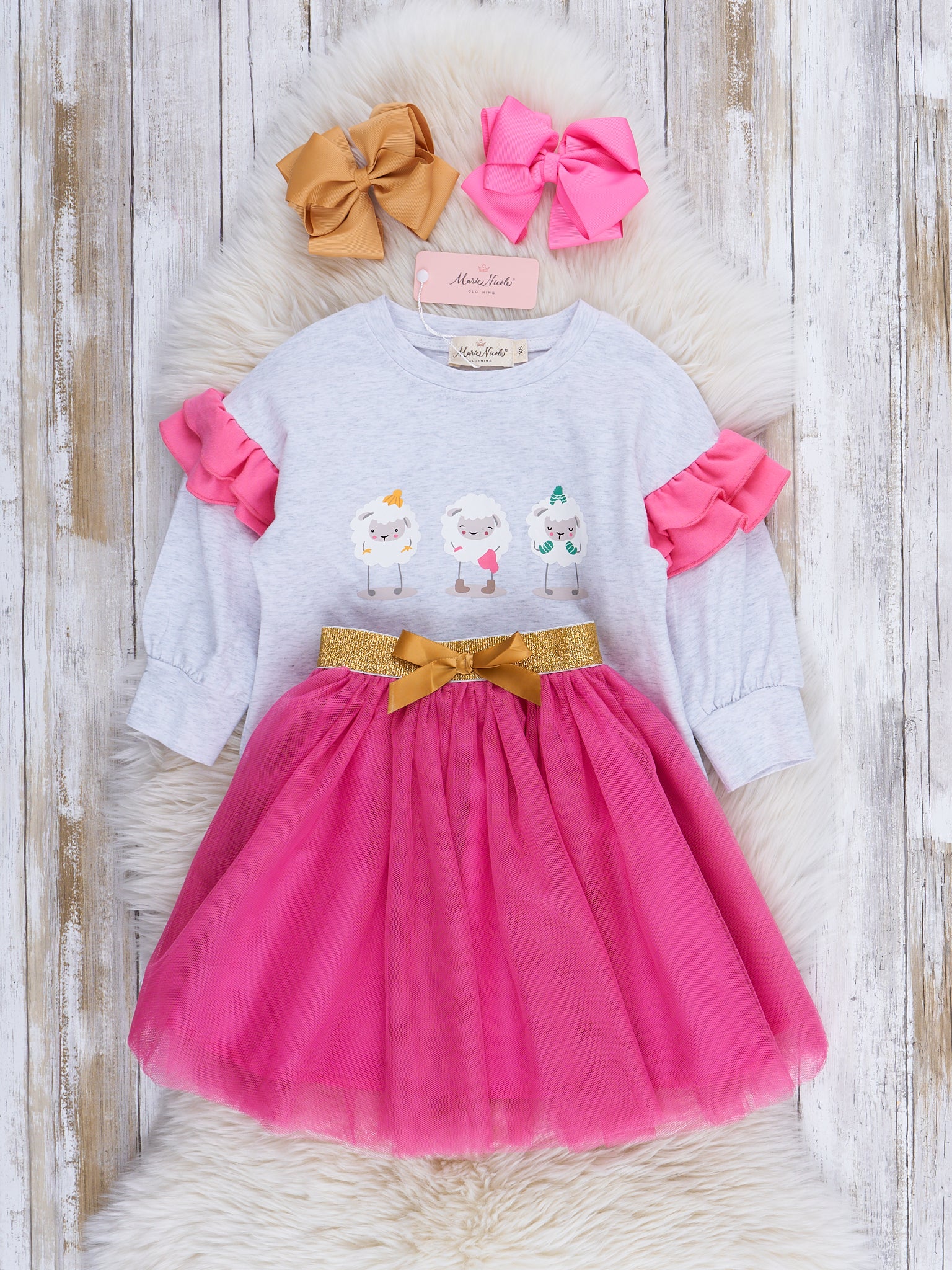 Magenta Ruffles Christmas Sheep Outfit - Image 2