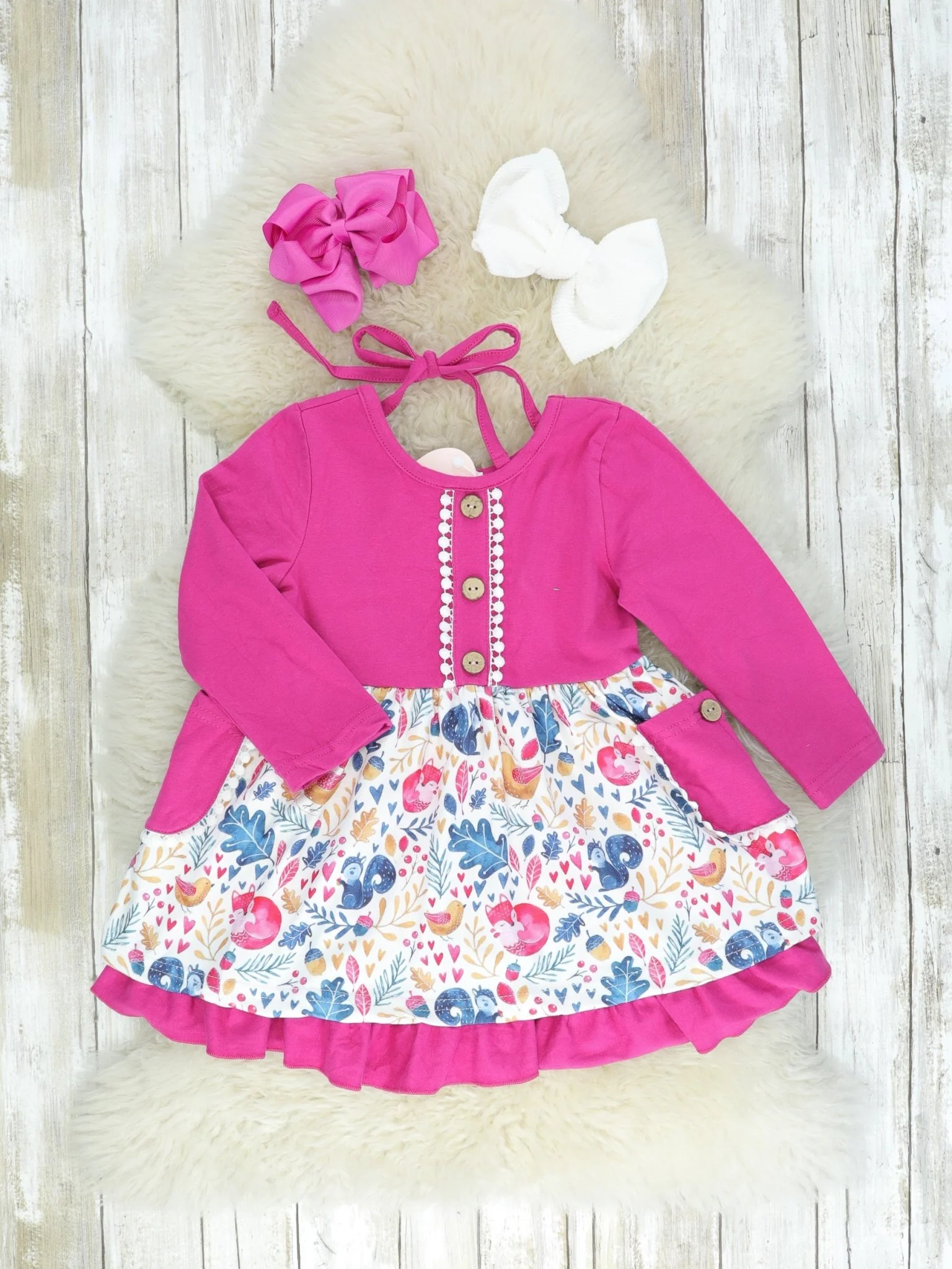 Magenta Watercolor Pocket Dress