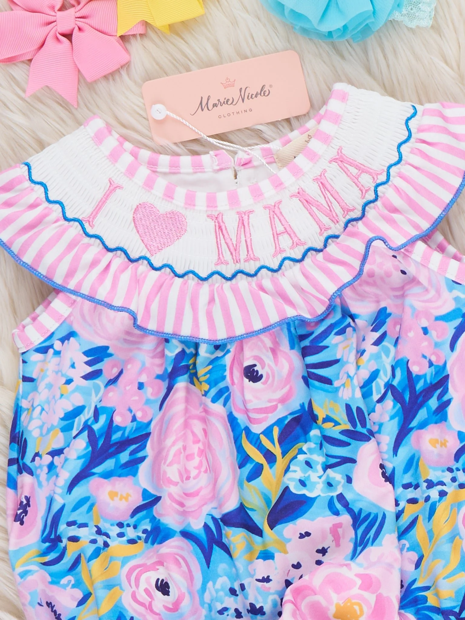 Mama Love Garden Smocked Bubble Romper - Image 2