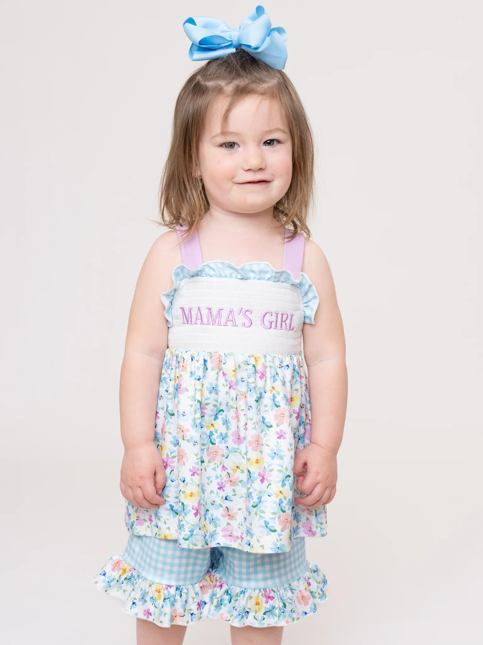 MAMA'S GIRL Petal Hem Smocked Ruffle Outfit