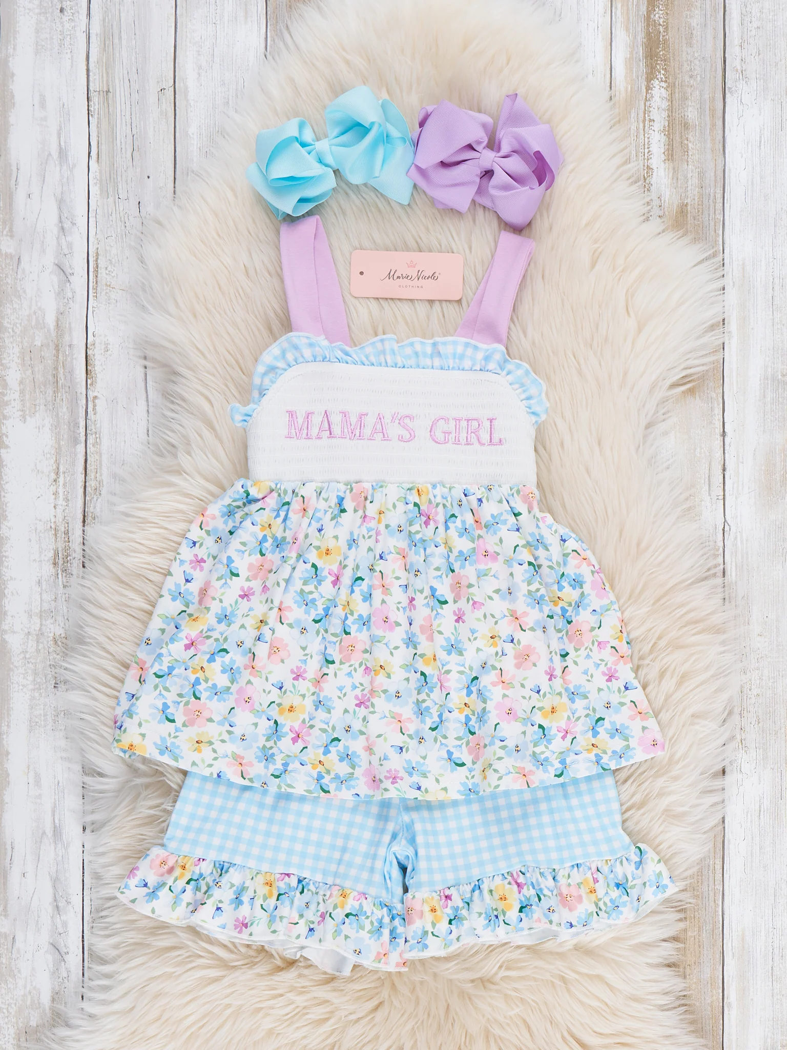 MAMA'S GIRL Petal Hem Smocked Ruffle Outfit - Image 2