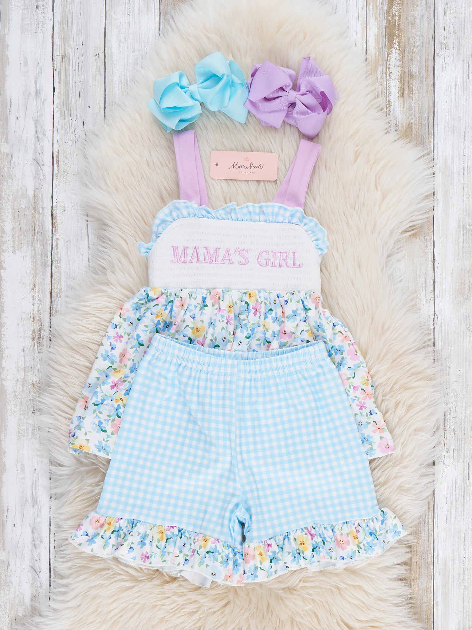 MAMA'S GIRL Petal Hem Smocked Ruffle Outfit - Image 4