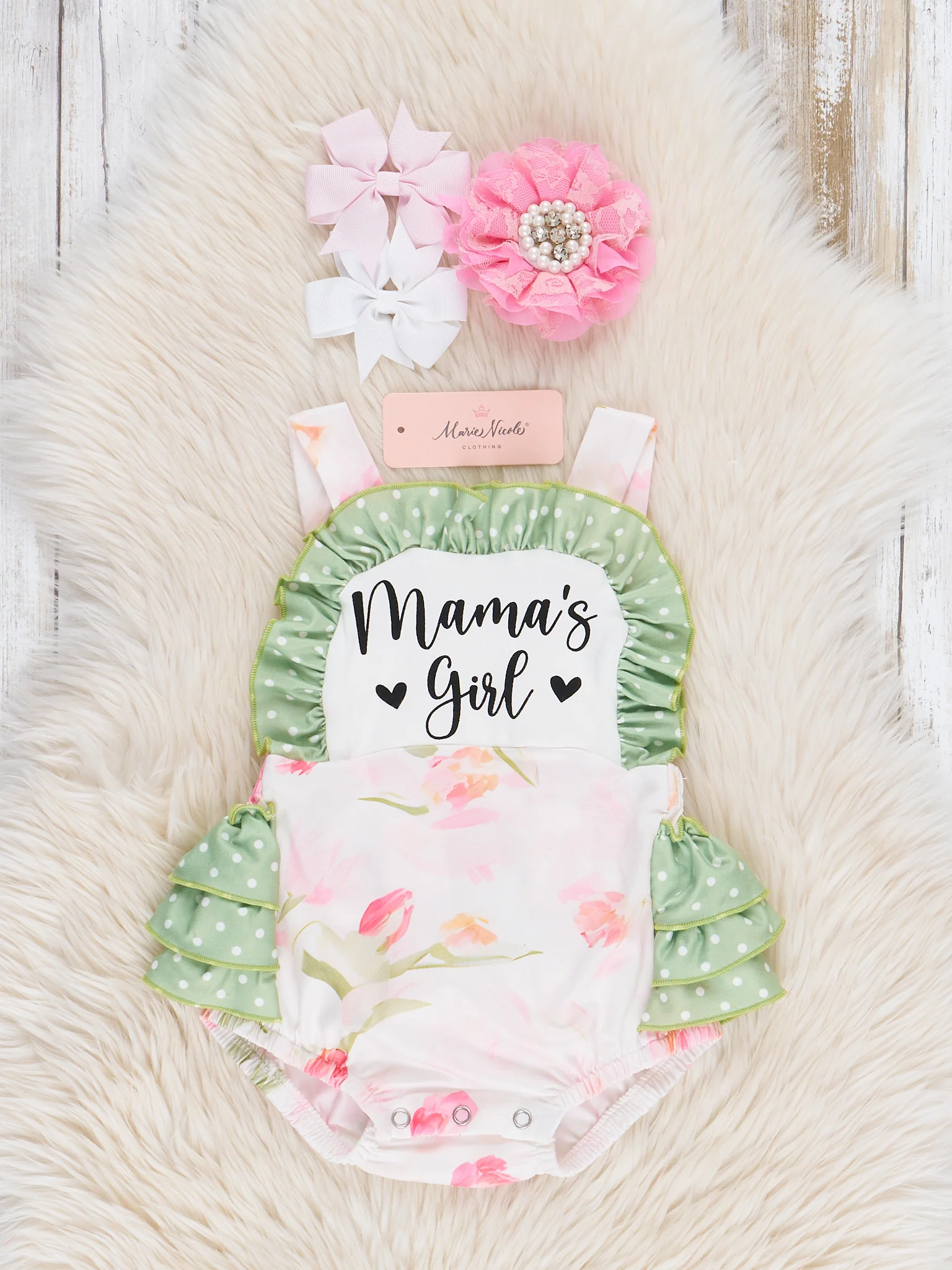 Mama's Girl Tulip Garden Ruffle Bubble Romper