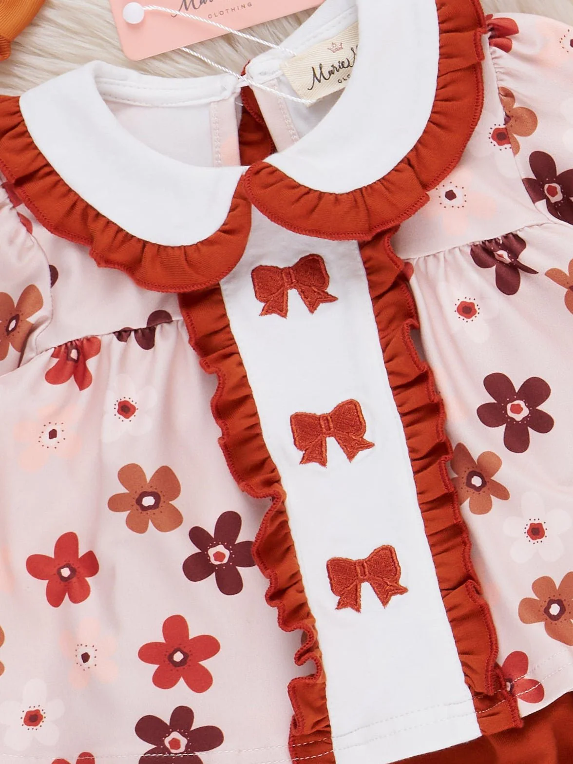 Maple Bloom Embroidered Bow Bloomers Outfit - Image 2