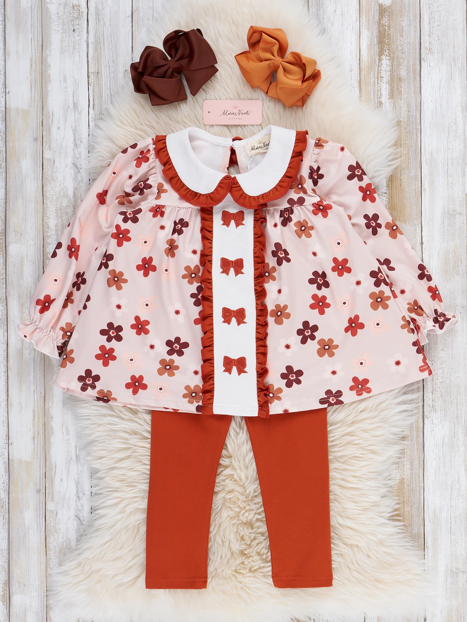 Maple Bloom Embroidered Bow Outfit