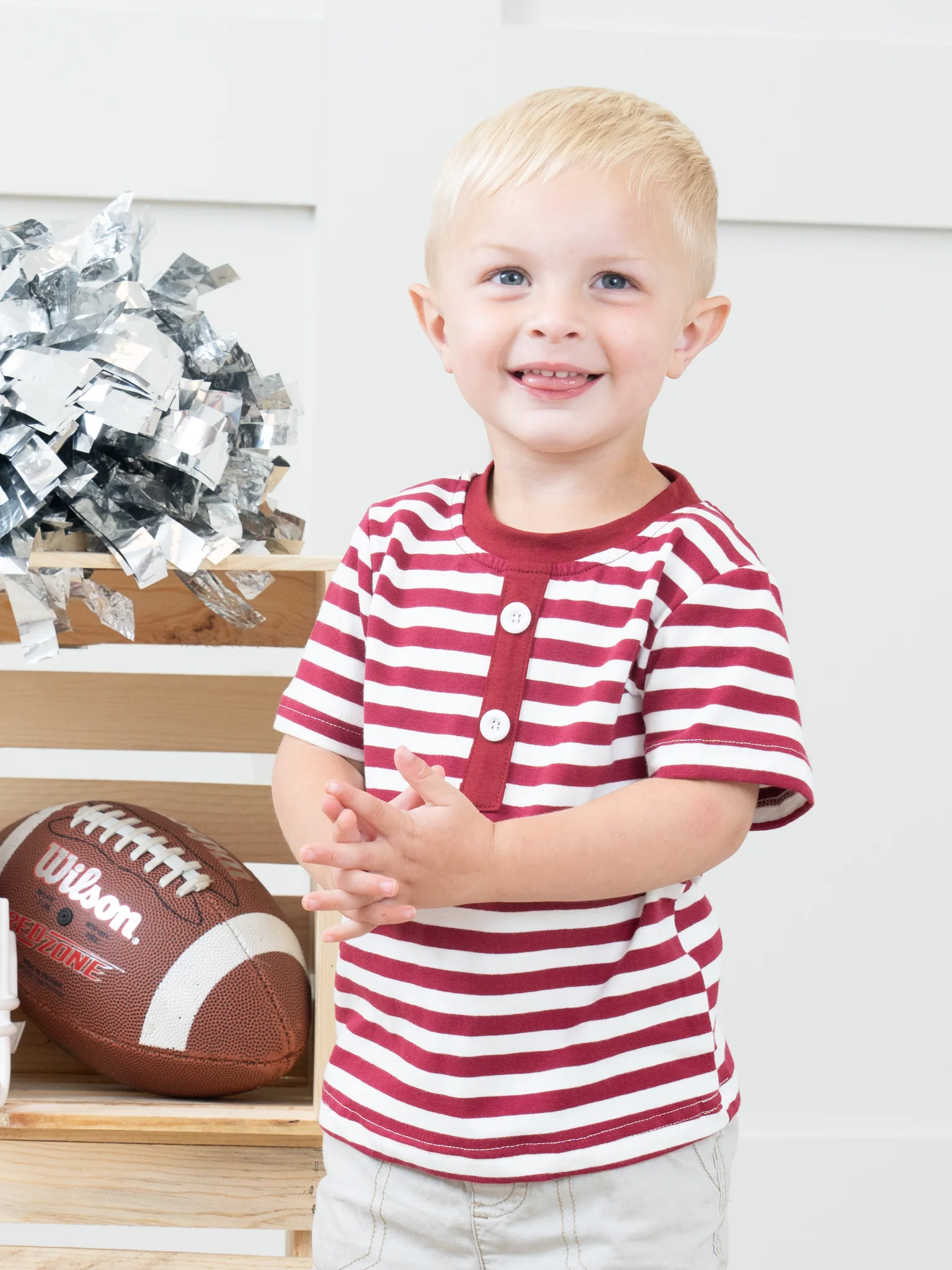 Maroon & White Striped Shirt