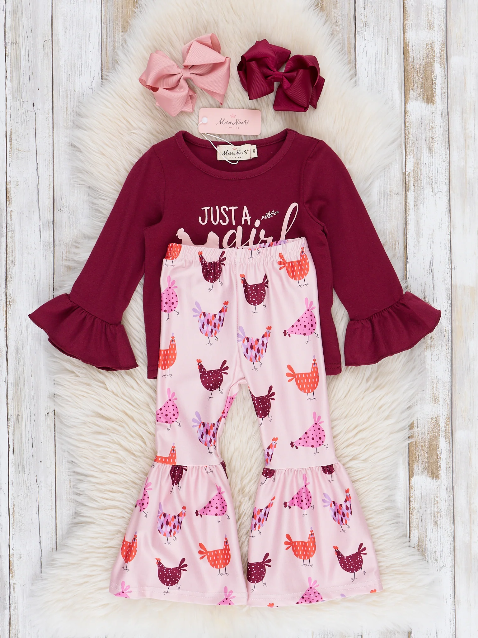 Maroon Chicken Girl Bell Bottoms Outfit - Image 2