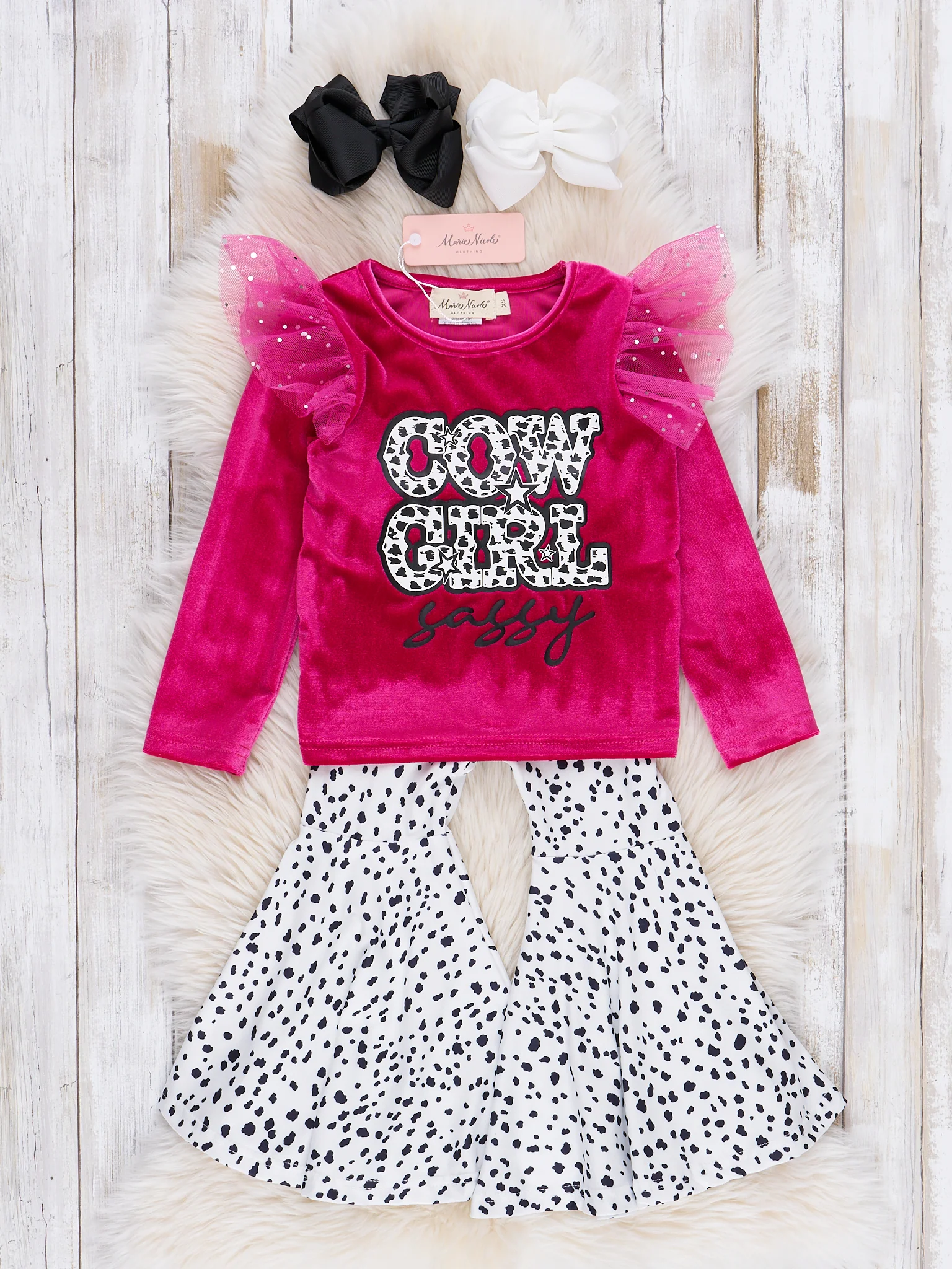 Maroon Cow Girl Velvet Bell Bottom Outfit - Image 2