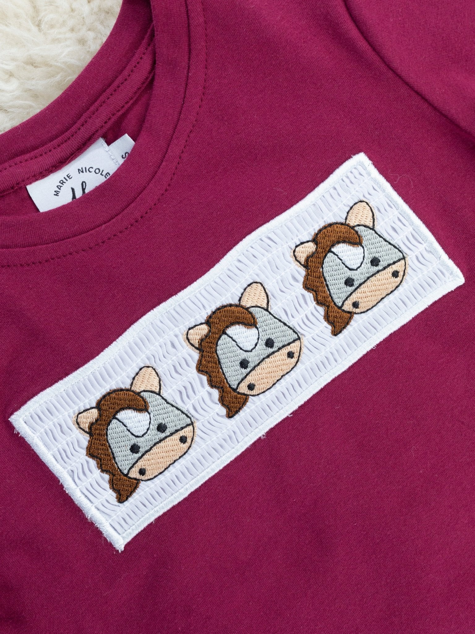 Maroon Smocked Horse Outfit - Image 3