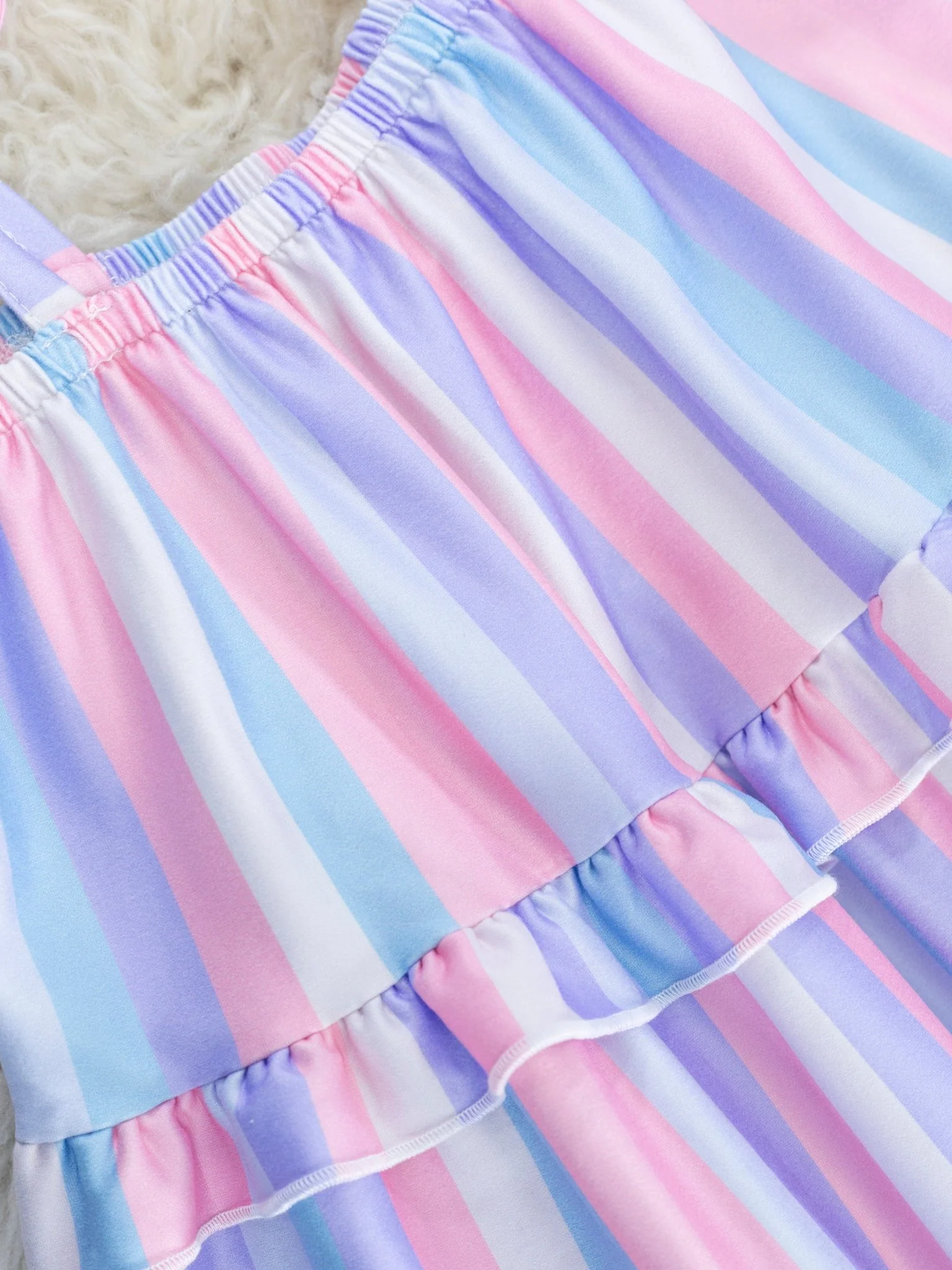 Mauve & Lavender Striped Tiered Tie Top & Bloomers Outfit - Image 3