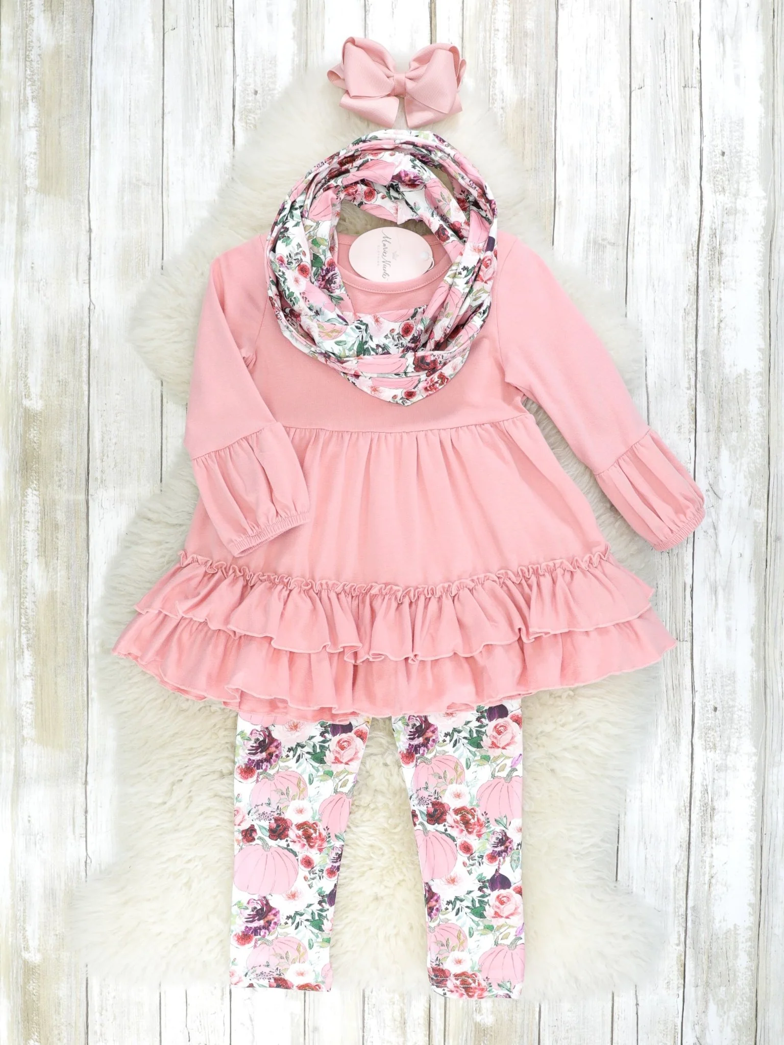 Mauve Floral 3 Piece Outfit