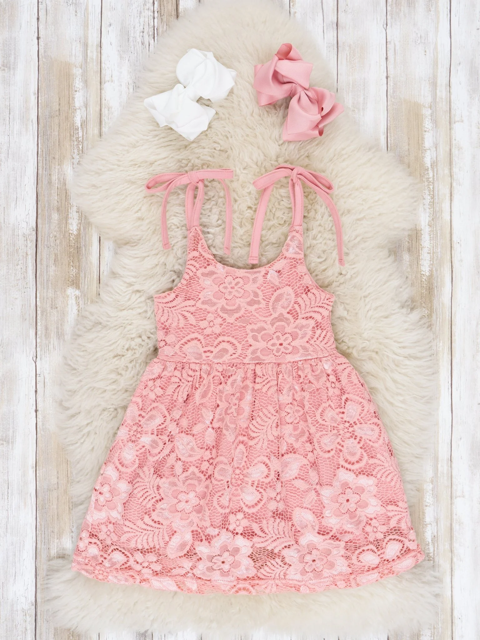 Mauve Floral Lace Tie Tank Dress