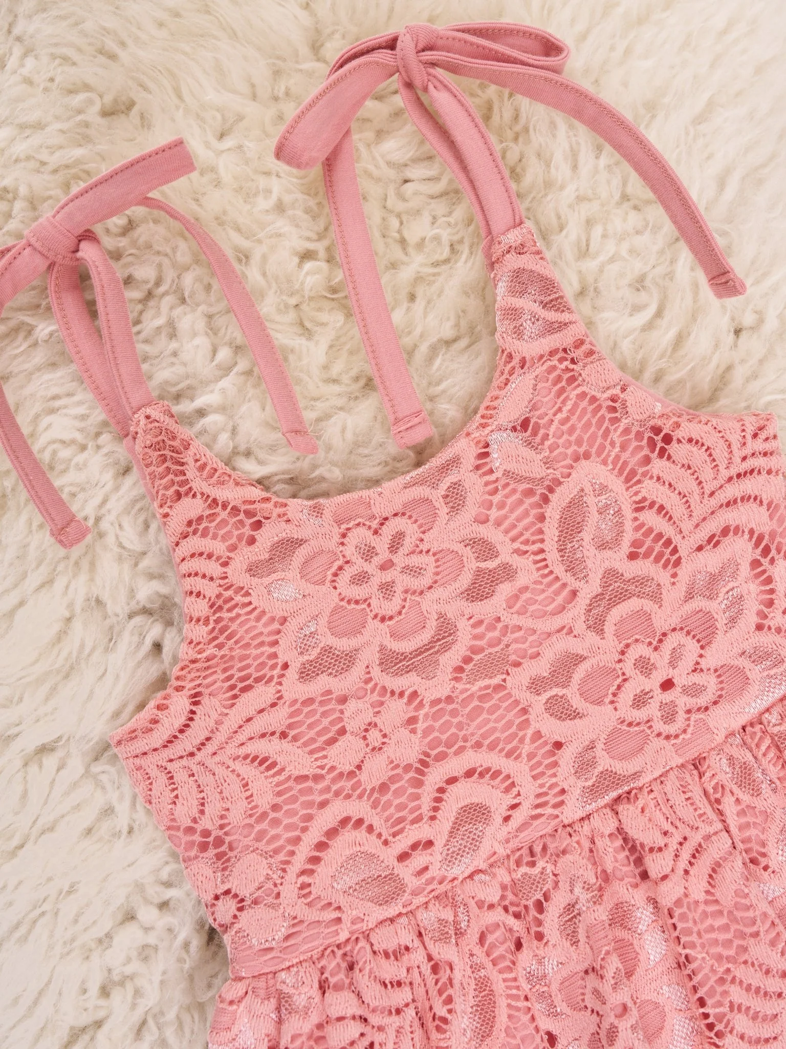Mauve Floral Lace Tie Tank Dress - Image 2