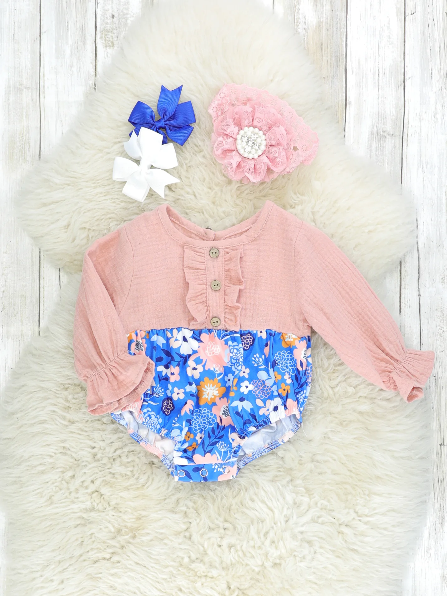 Mauve Floral Ruffle Romper