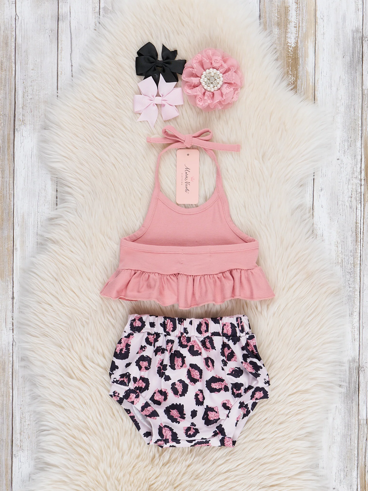 Mauve Leopard Halter Bloomers Outfit - Image 2