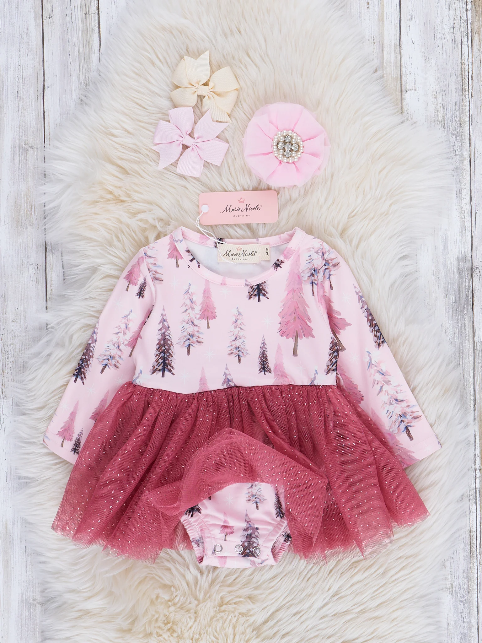 Mauve Trees Sparkle Tulle Romper - Image 2