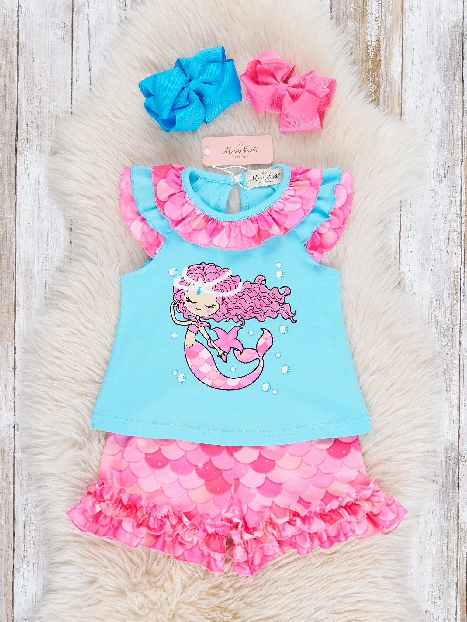 Mermaid Life Embroidered Ruffle Outfit