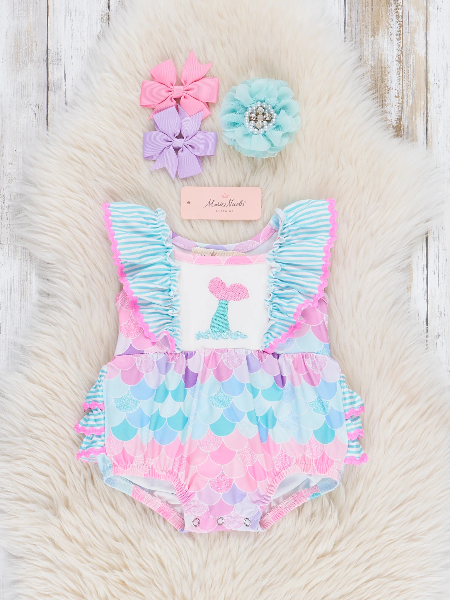 Mermaid Splash Ruffle Bubble Romper