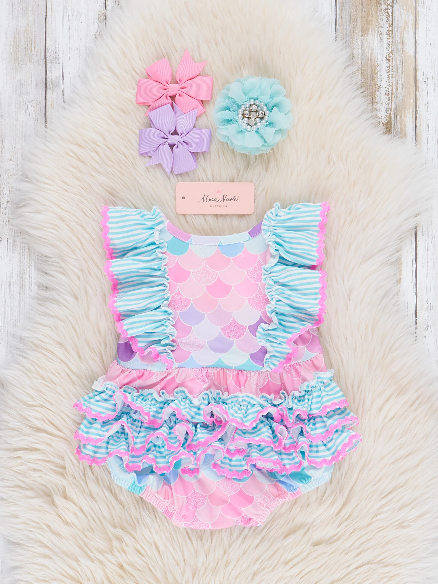 Mermaid Splash Ruffle Bubble Romper - Image 2