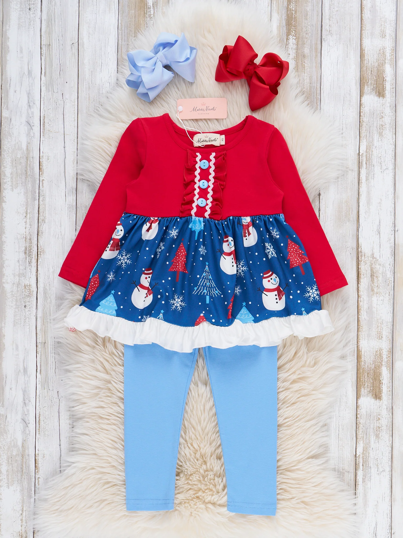 Merry Little Snowman Ruffle Outfit - Image 2
