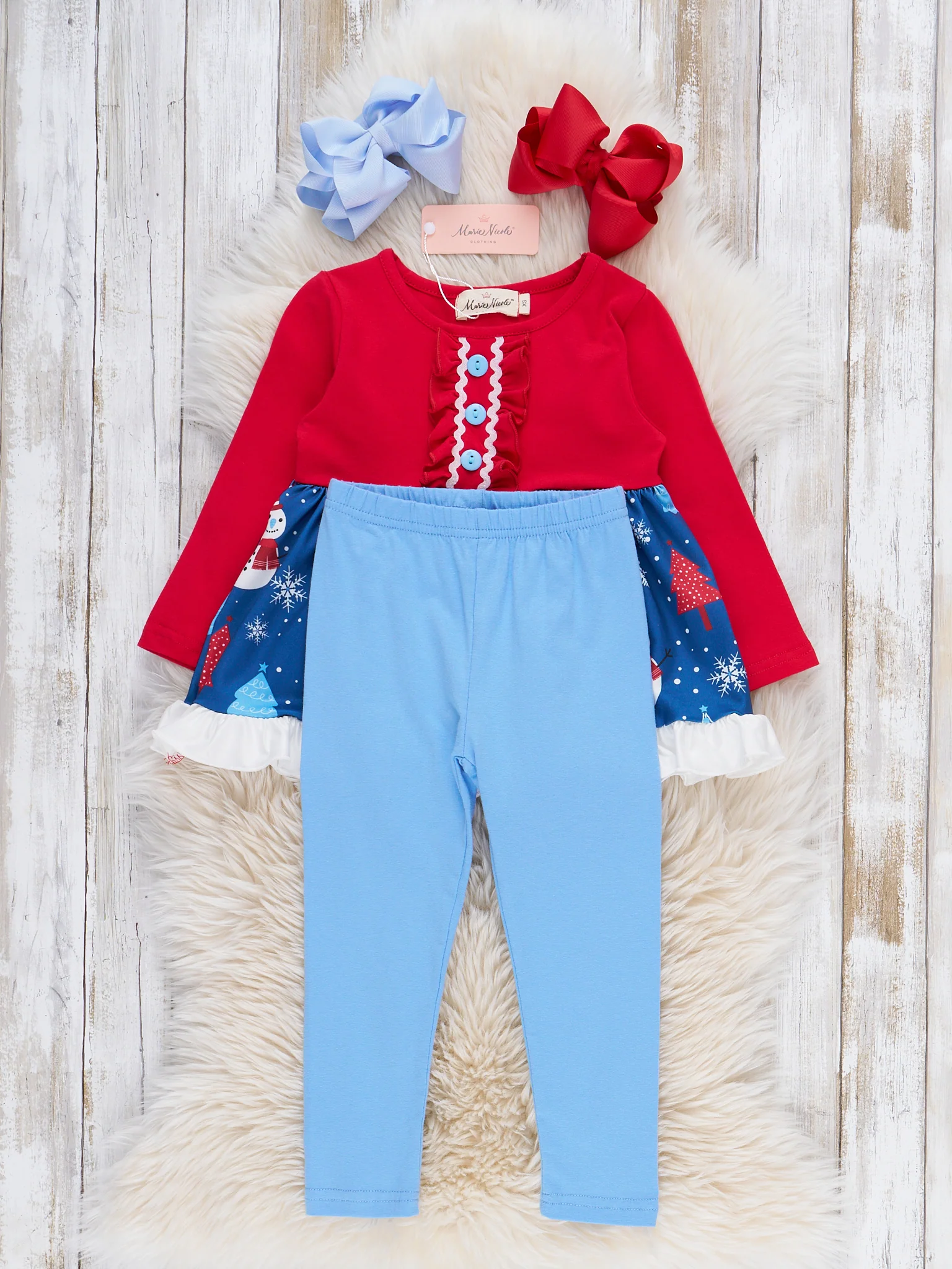 Merry Little Snowman Ruffle Outfit - Image 4