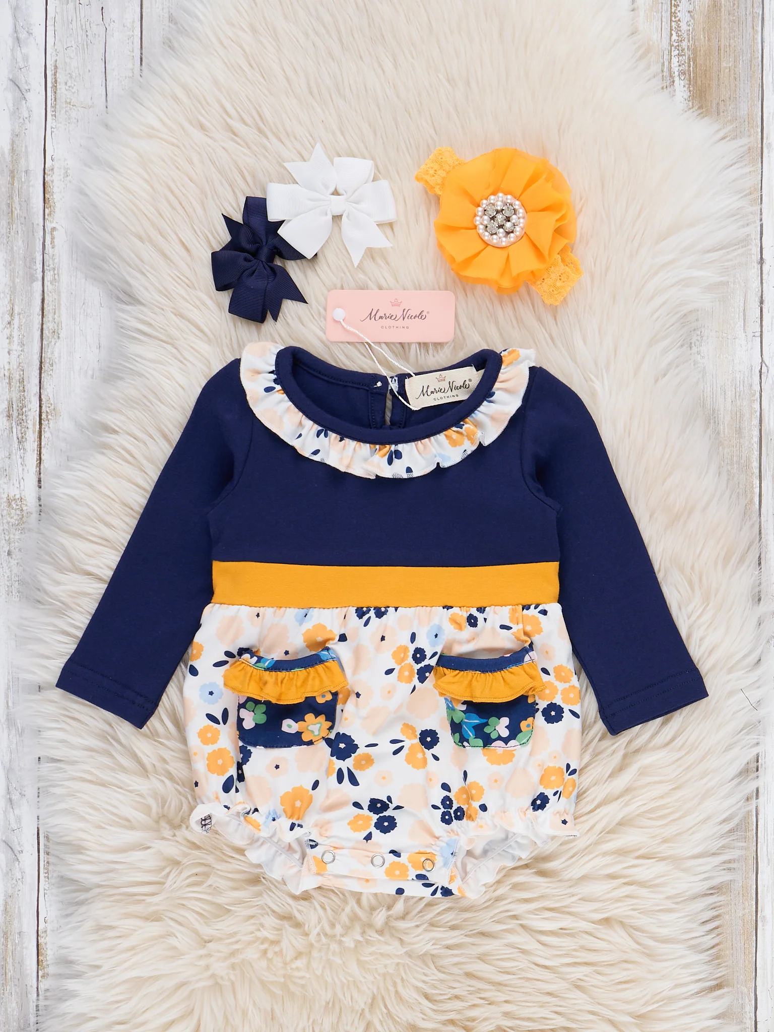 Midnight Blooms Ruffle Bubble Romper