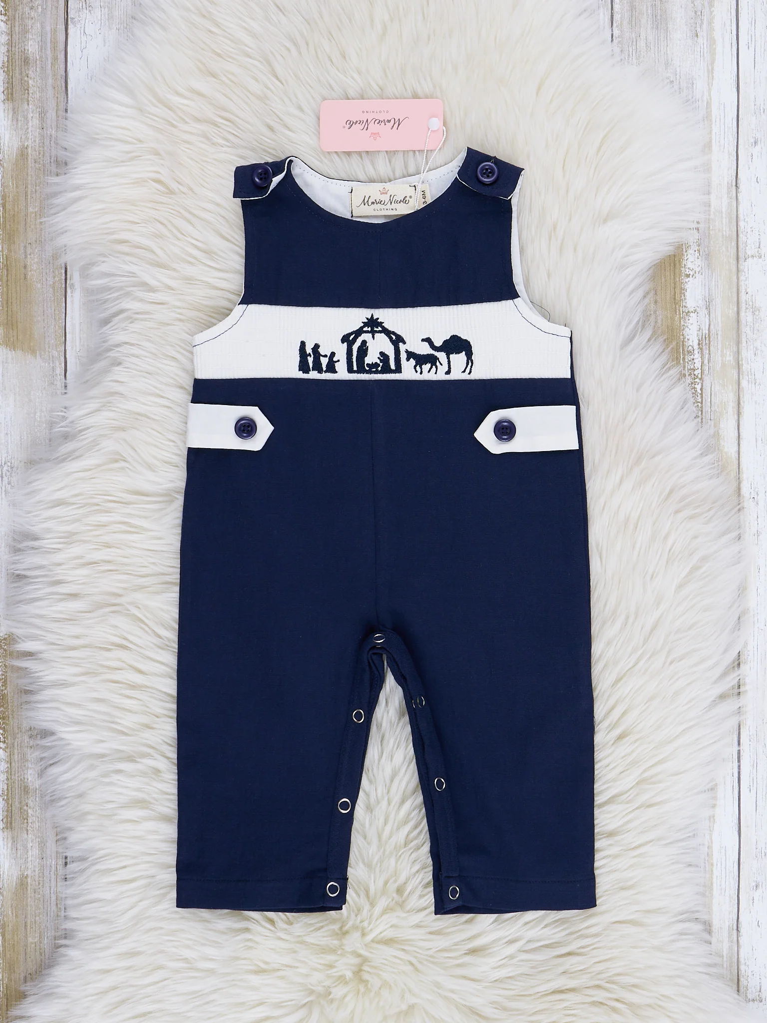 Midnight Blue Smocked Nativity Johnny - Image 2