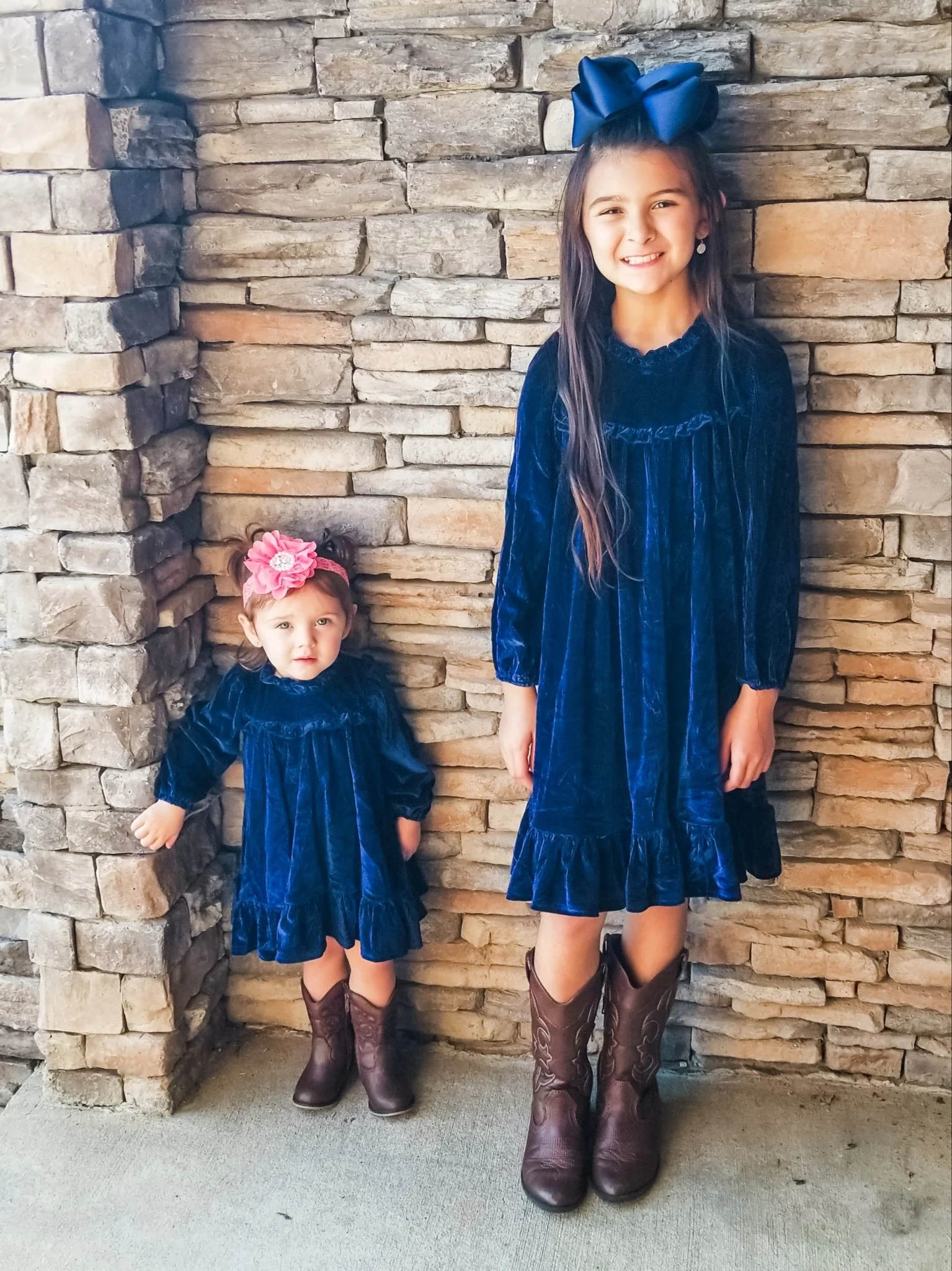 Midnight Blue Velvet Ruffle Dress - Image 5