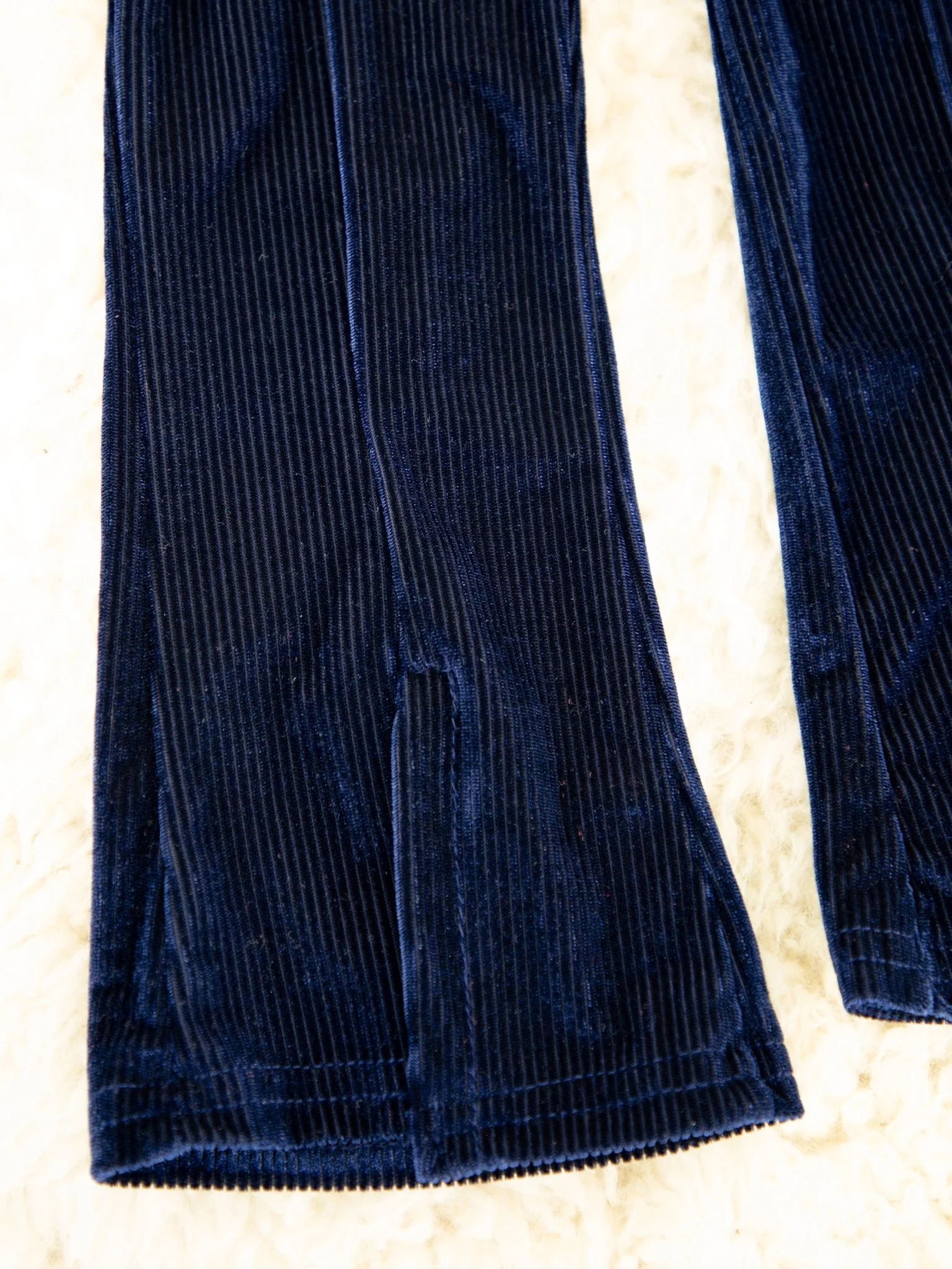 Midnight Blue Velvet Split Hem Bell Bottoms - Image 2