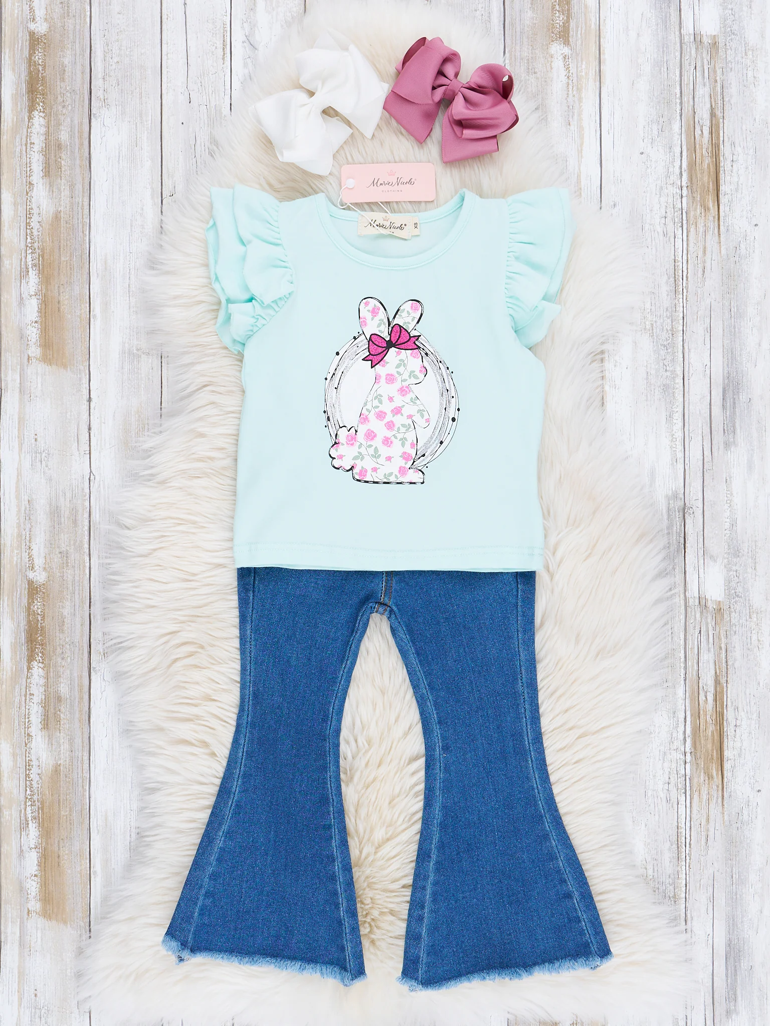 Mint Blue Bunny Outfit w/ Jeans