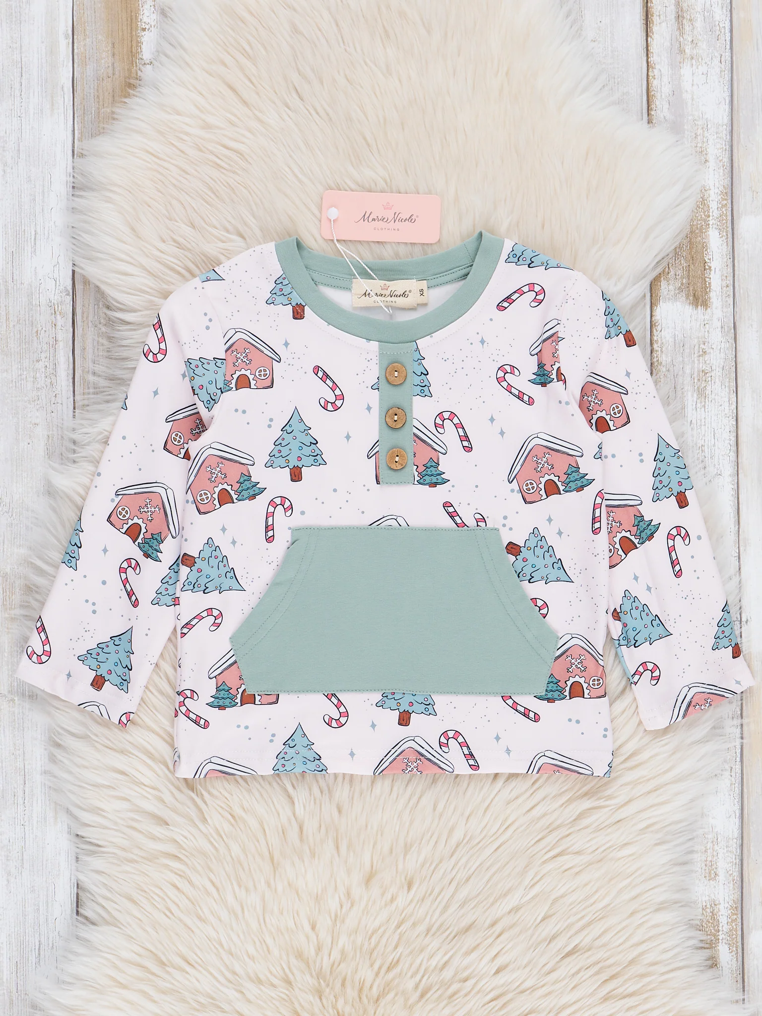 Mint Christmas Village Pocket Shirt