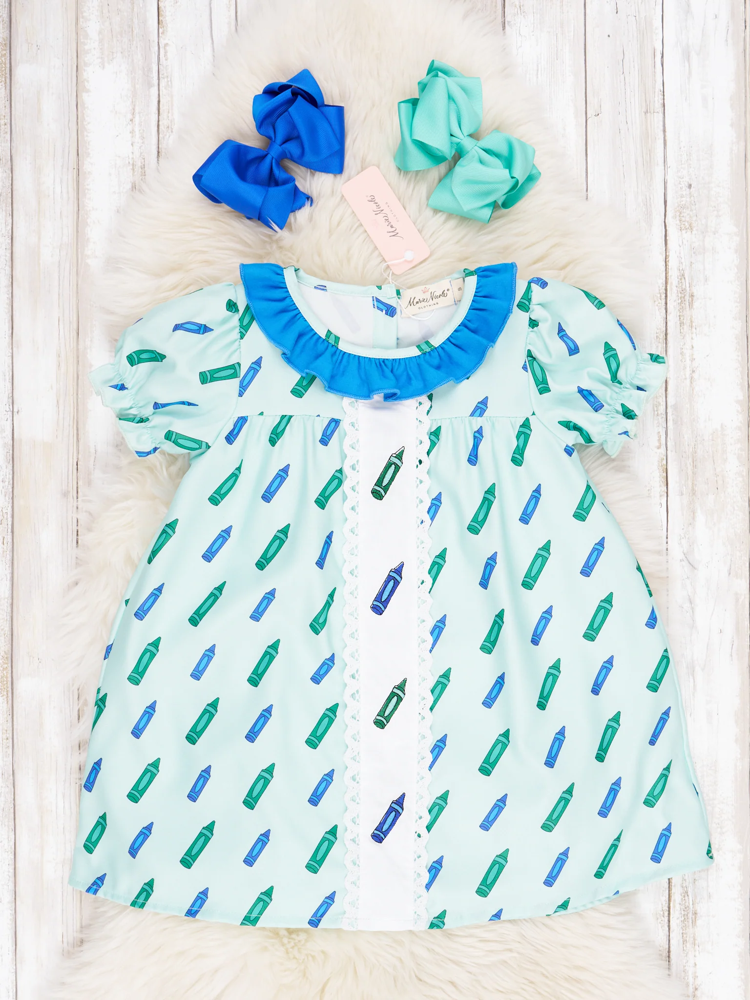 Mint Crayon Ruffle Dress