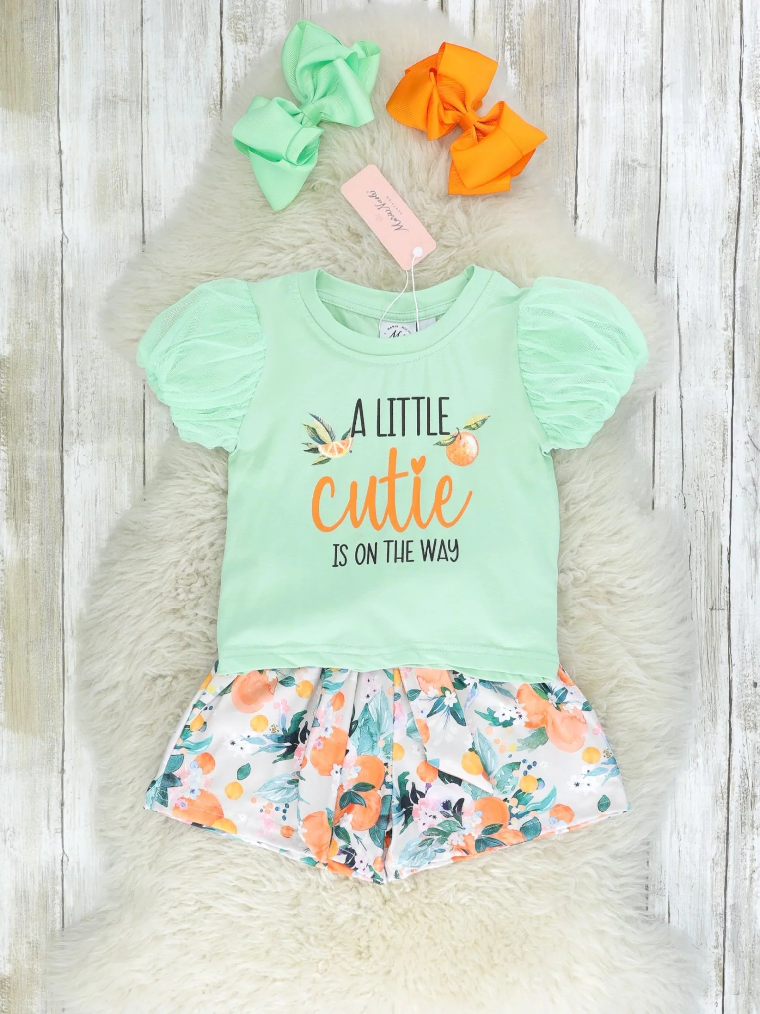 Mint "Cutie" Top & Floral Shorts Outfit