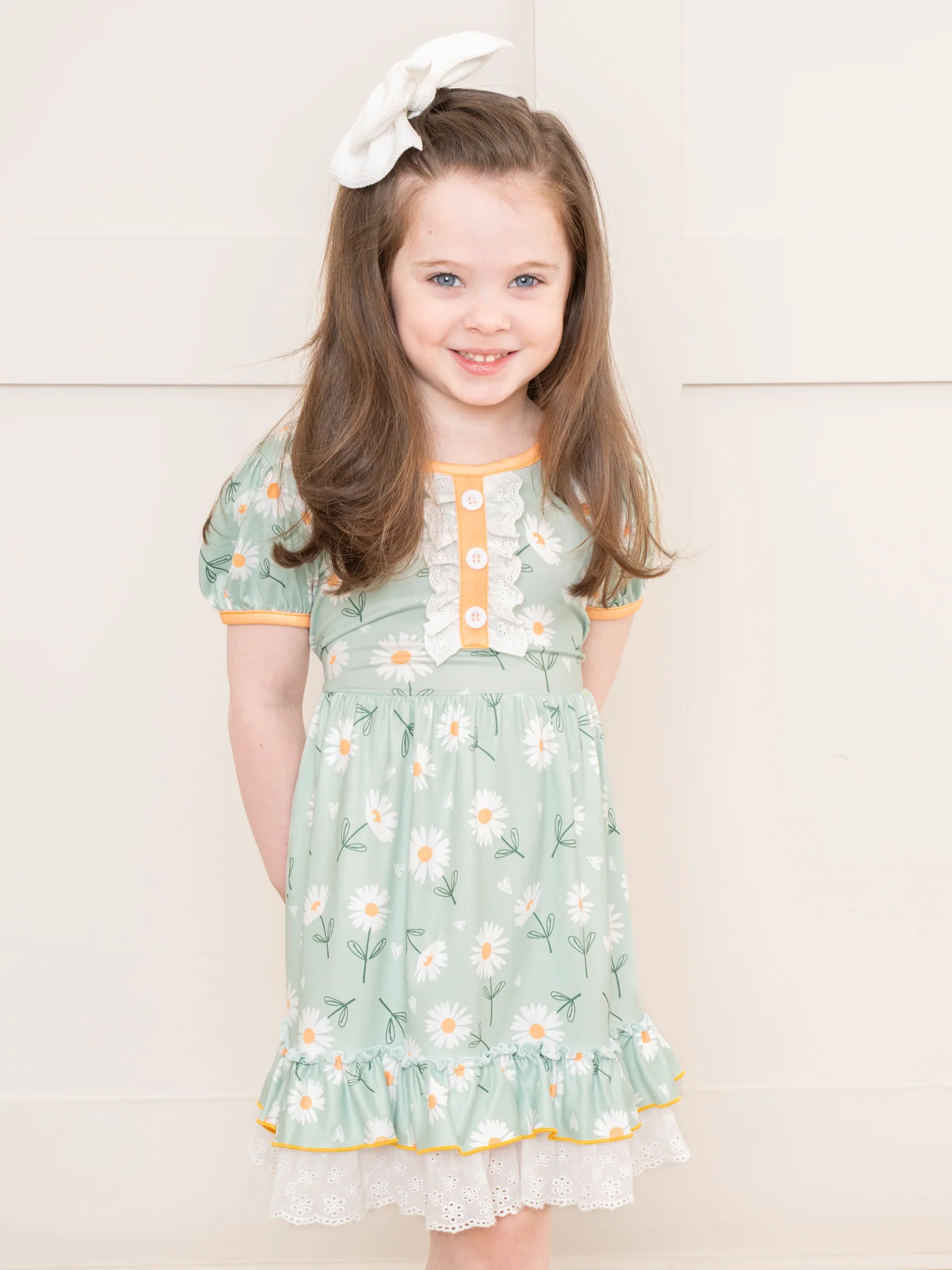 Mint Daisy Garden Lace Hem Dress