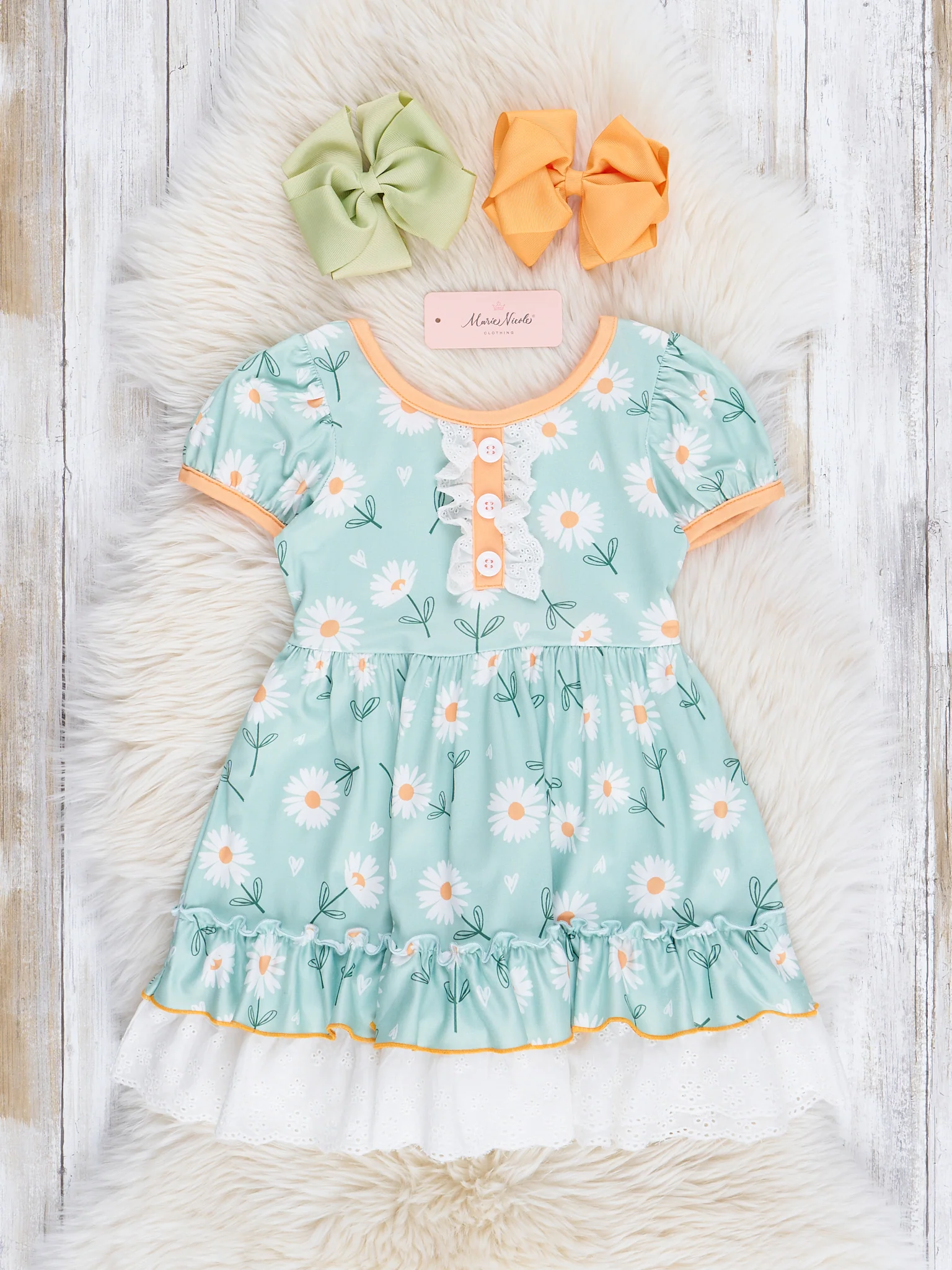 Mint Daisy Garden Lace Hem Dress - Image 2